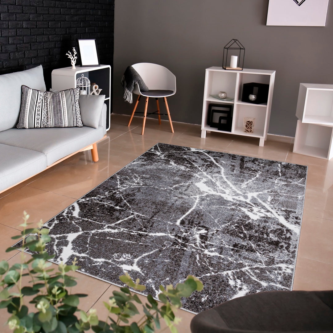 my home Teppich »Manrik«, rechteckig, mit besonders weichem Flor, Kurzflor, modernes Marmor-Design