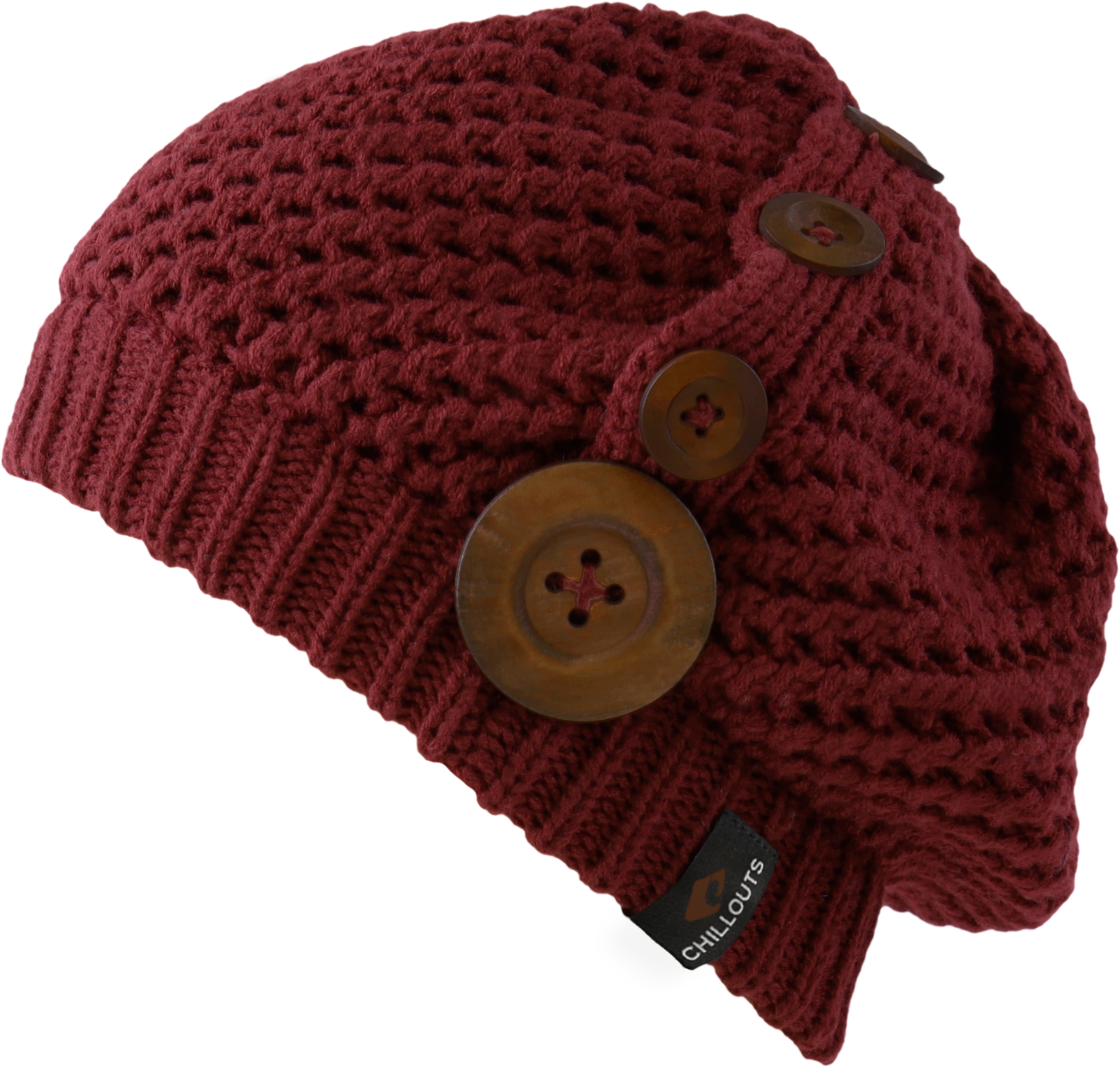 chillouts Beanie "Nelly Hat" mit modernem Strickmuster und Zierknöpfen