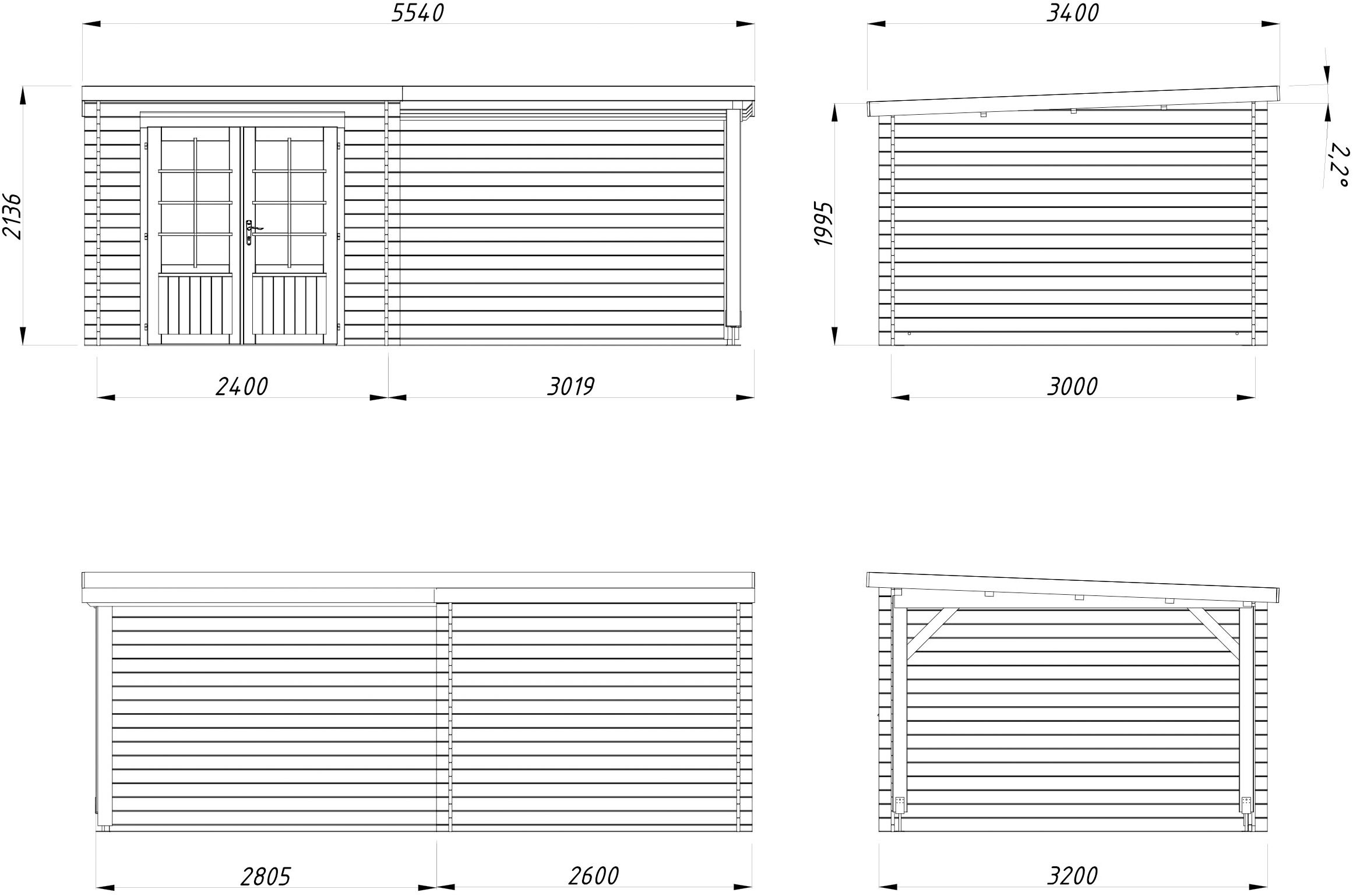 Palmako Gartenhaus »Ella« verschiedene Farben