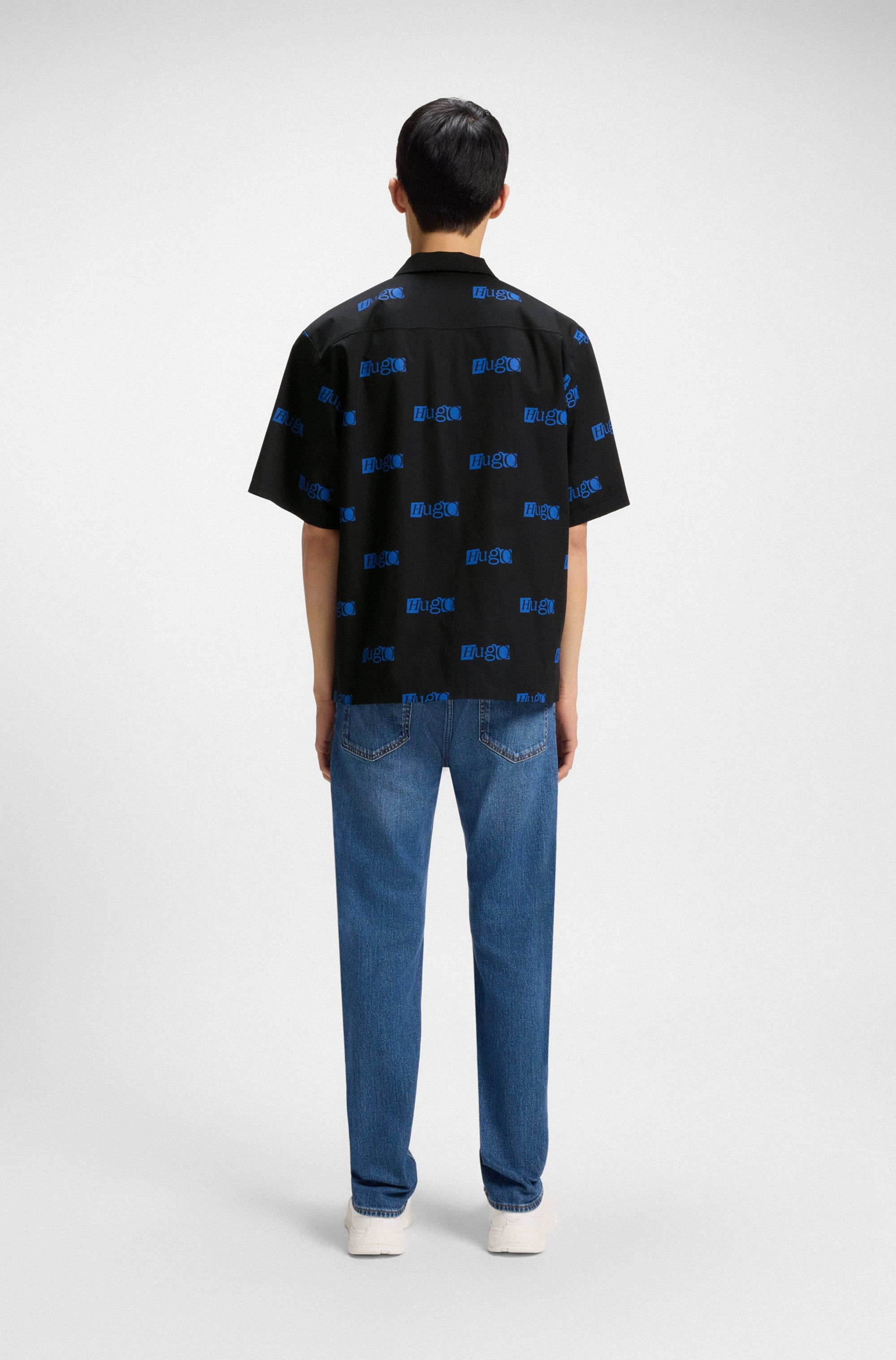 HUGO Blue Kurzarmhemd »Eligino«, mit Hugo-Logo-Print