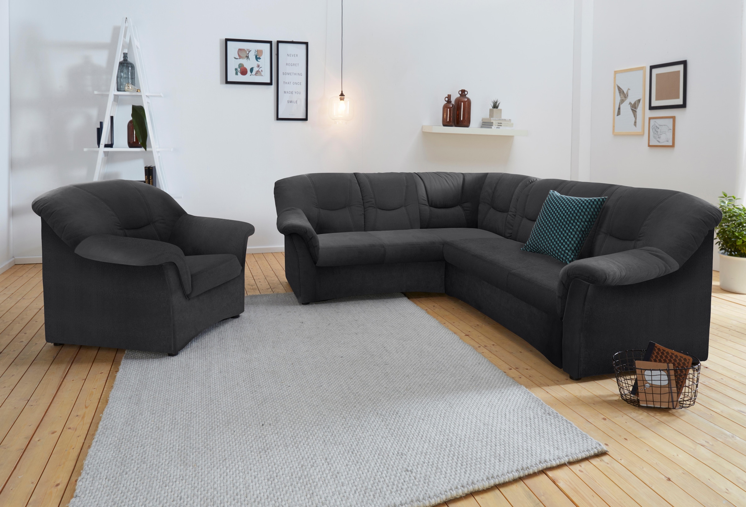 DOMO collection Ecksofa »Sarafina zeitlos und komfortabel, optional mit Federkern, L-Form«, wahlweise mit Bettfunktion