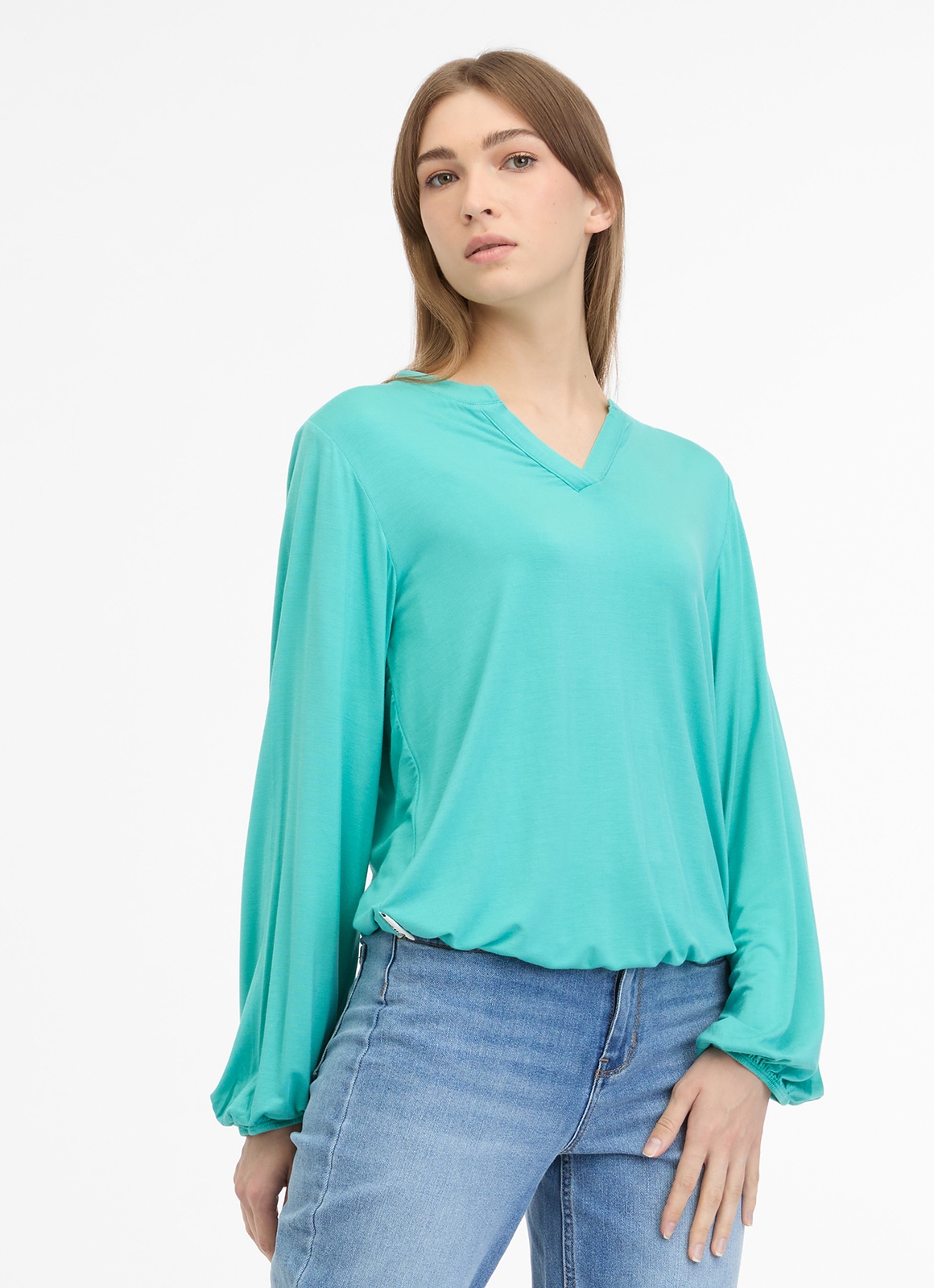 Ragwear Blusenshirt "SANTICA", mit schmalem Stehkragen und V-Schlitz am Aus günstig online kaufen