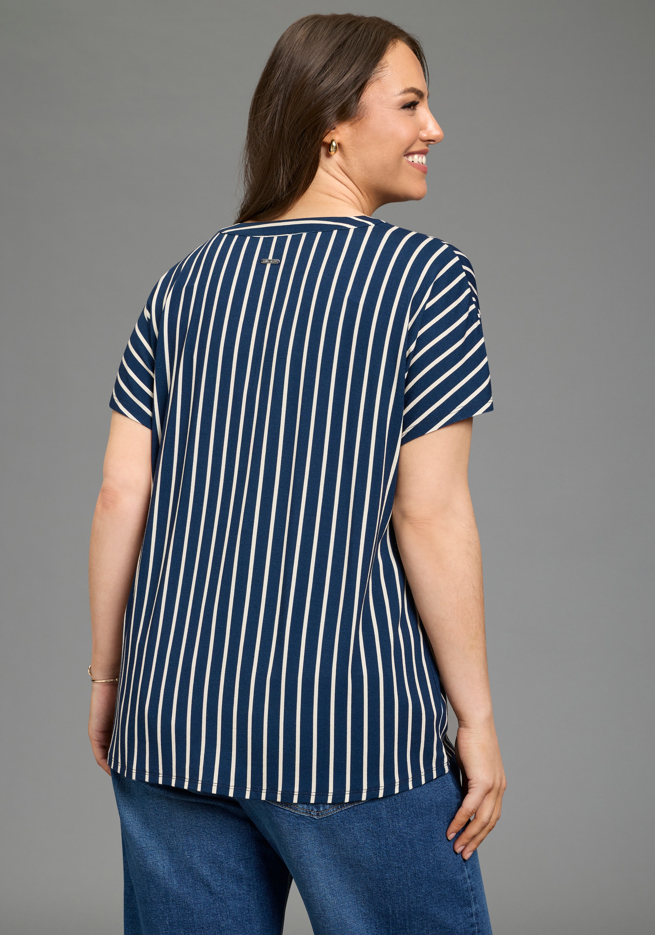 Laura Scott CURVE T-Shirt casual Stil, Streifen-Optik, figurumspielende Pas günstig online kaufen