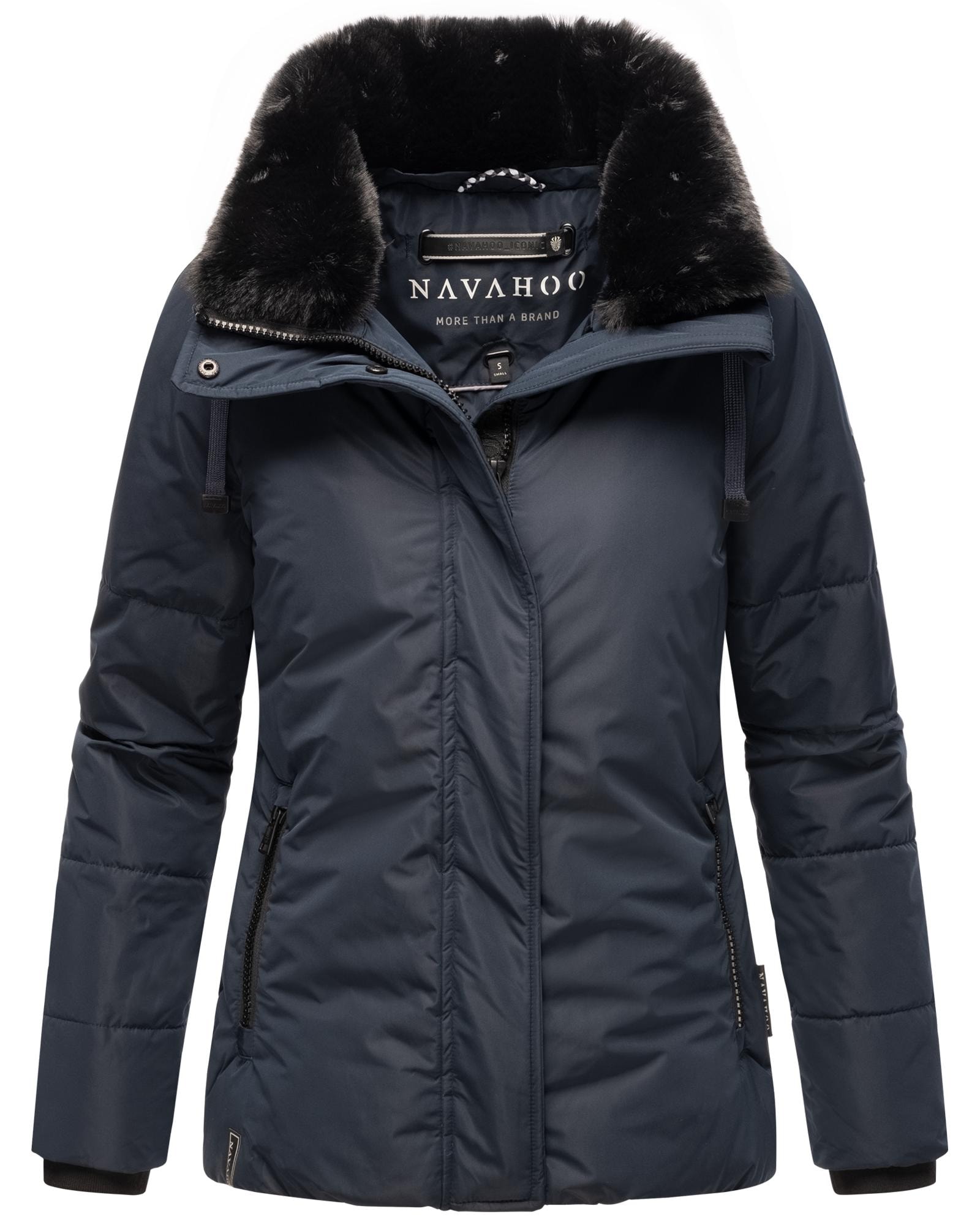 Navahoo Winterjacke "Frostii XIV", ohne Kapuze, modische Damen Winter Steppjacke mit Kunstfellkragen