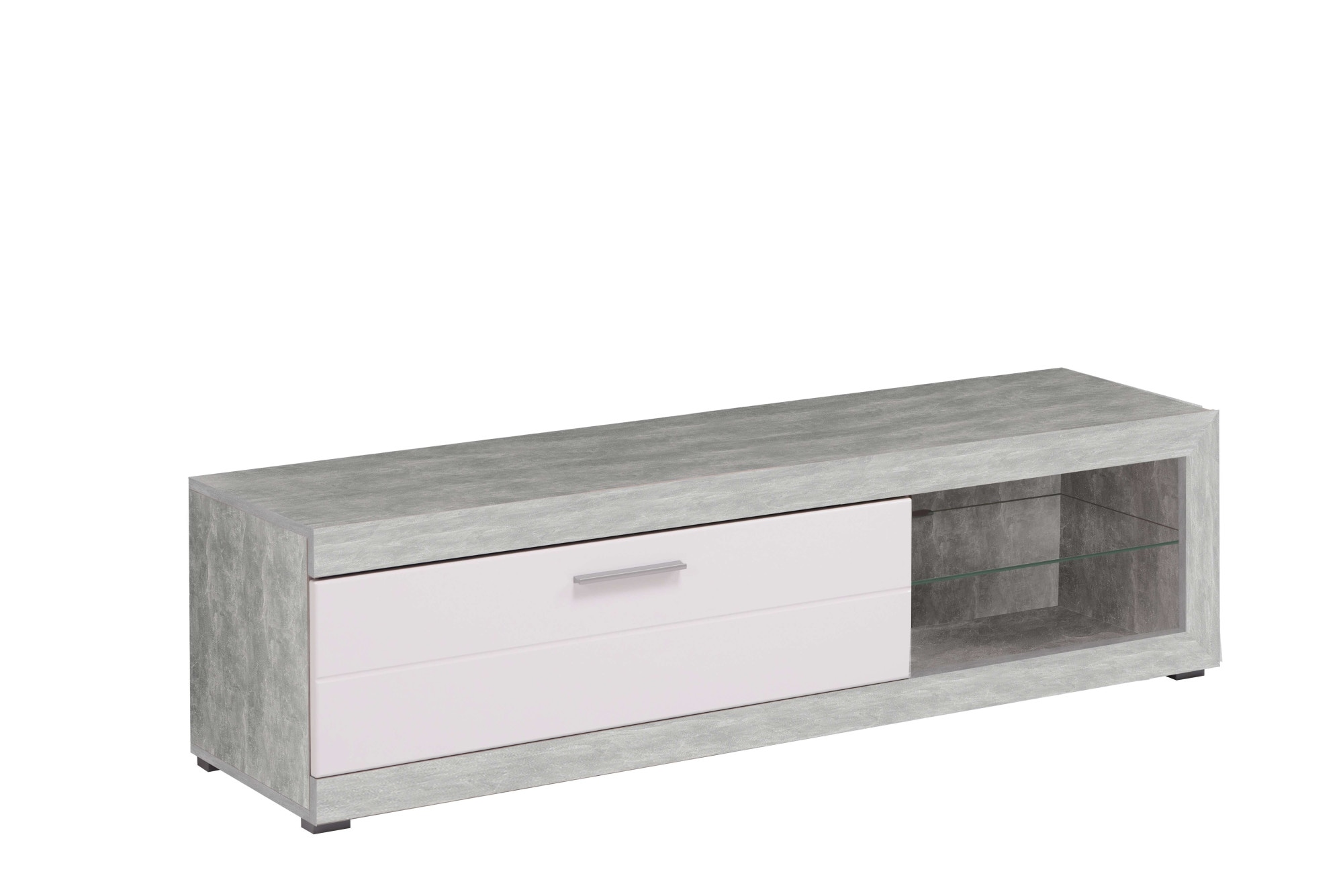 Home affaire Lowboard "Remo TV-Kommode, Breite 160 cm, Höhe 45 cm, offenes Fach mit Glasboden" Wahlweise mit oder ohne LED-Beleuchtung, 1 Klappe, 1 offenes Fach
