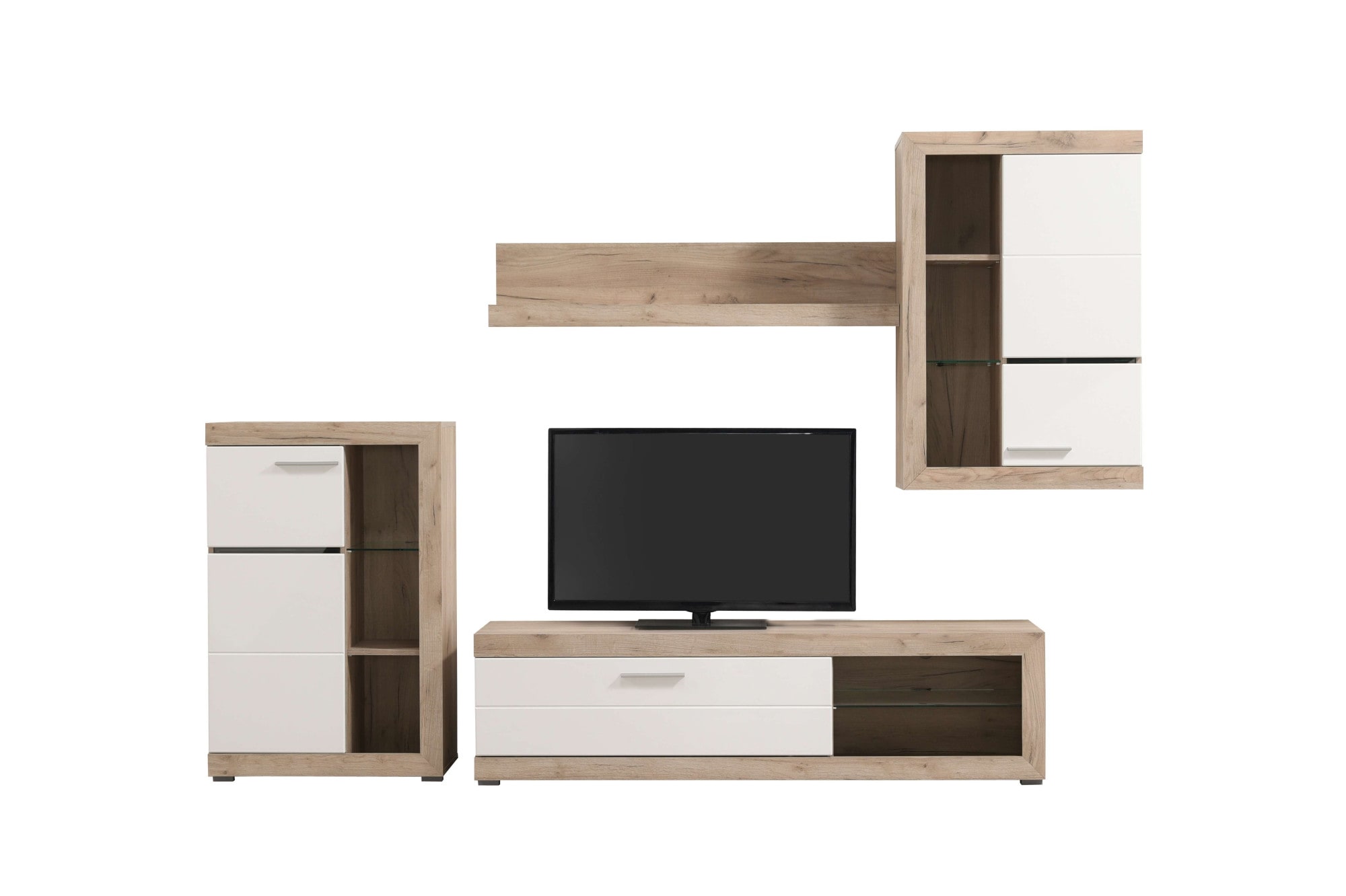 INOSIGN Wohnzimmer-Set »Rosso Wohnwand, Mediawand, Anbauwand, für TV bis 60', Breite 267 cm« Komplett-Set, 4-st, 4 Stk. tlg.