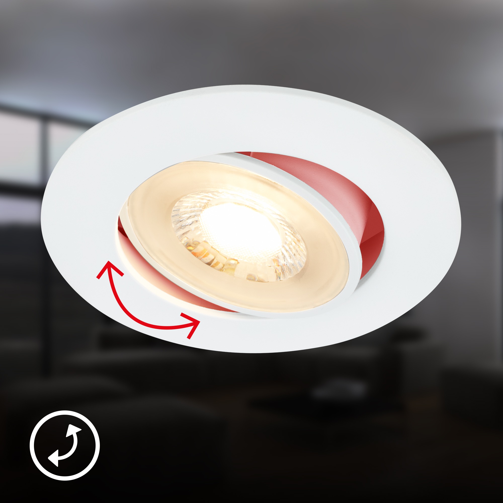 Briloner Leuchten LED Einbauleuchte »BESI« LED-Board 6 Stk. Warmweiß Einbauleuchten 8 x 3,2 cm Weiß 5 W Wohnzimmer Schlafzimmer 6er-Set