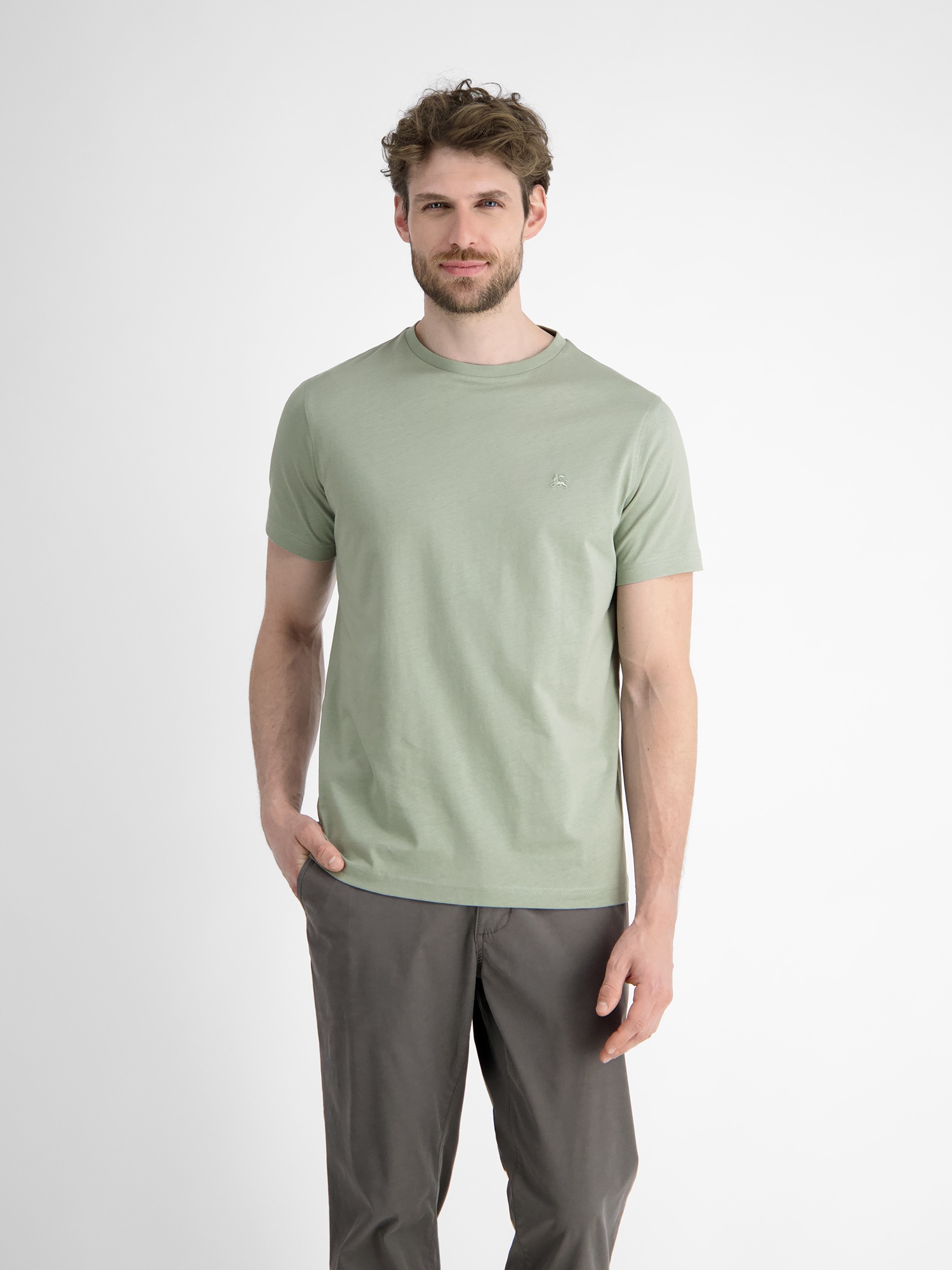 LERROS T-Shirt "Basic T-Shirt mit Logostitch, unifarben" günstig online kaufen