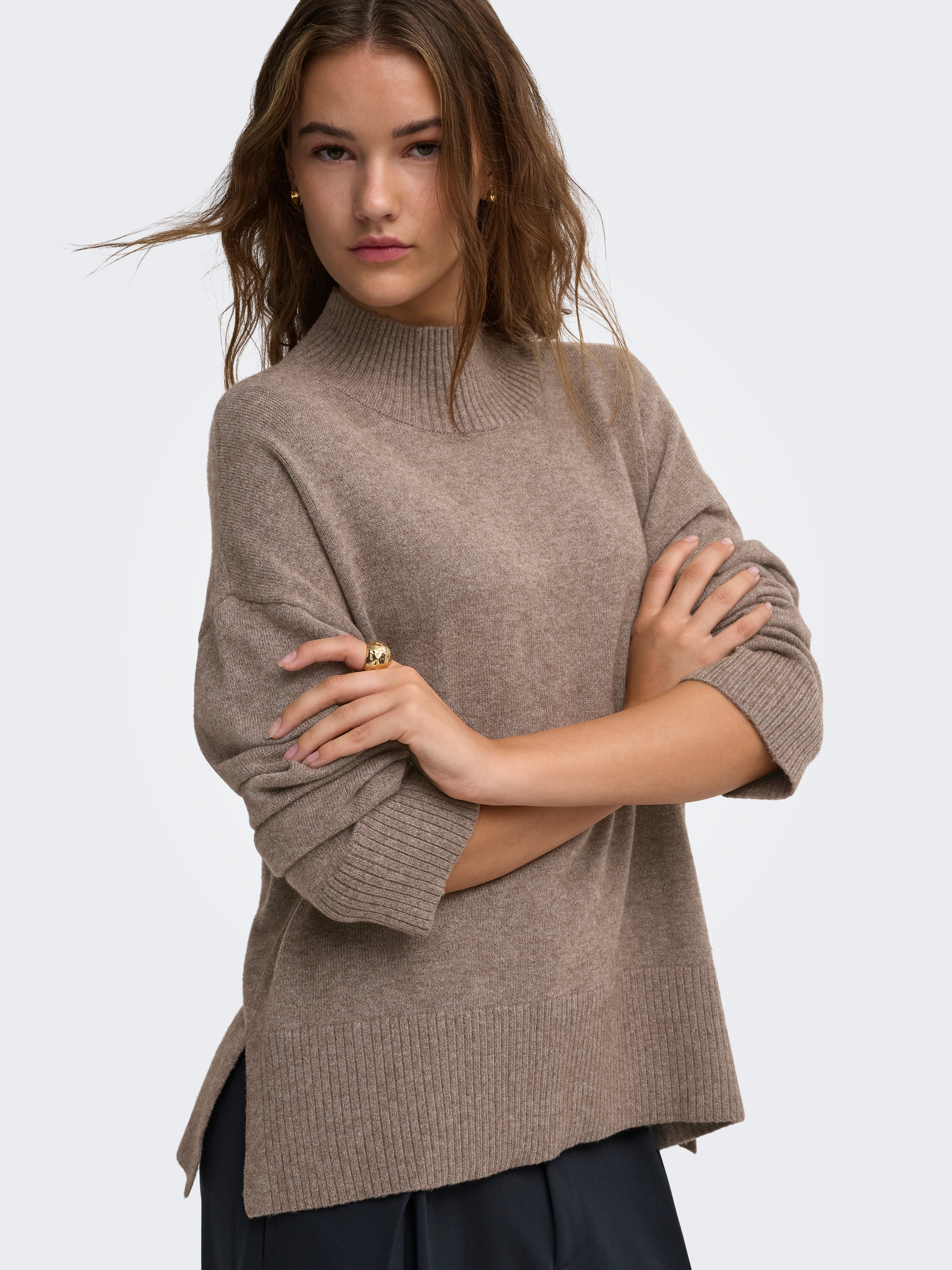 ONLY Strickpullover "ONLMARY LS HIGH NECK SLIT KNT NOOS" Viskosemischung, regular fit