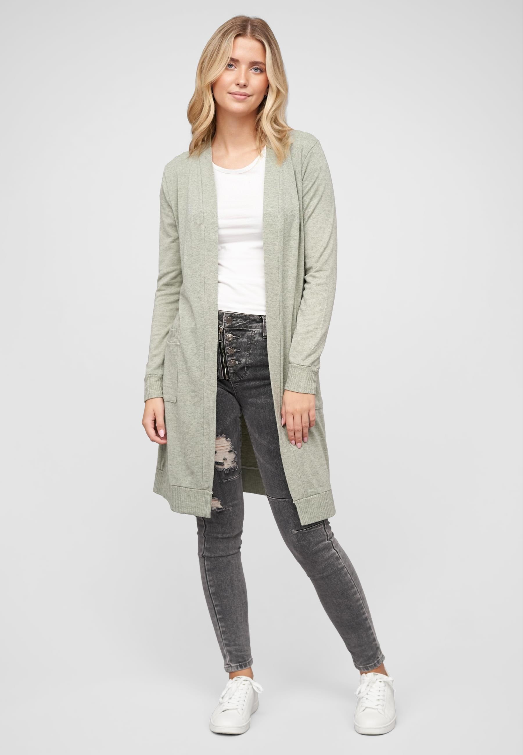 CLOUD 5IVE Strickjacke »CLOUD 5IVE Longform Viskose Cardigan mit 2 seitl. Taschen«