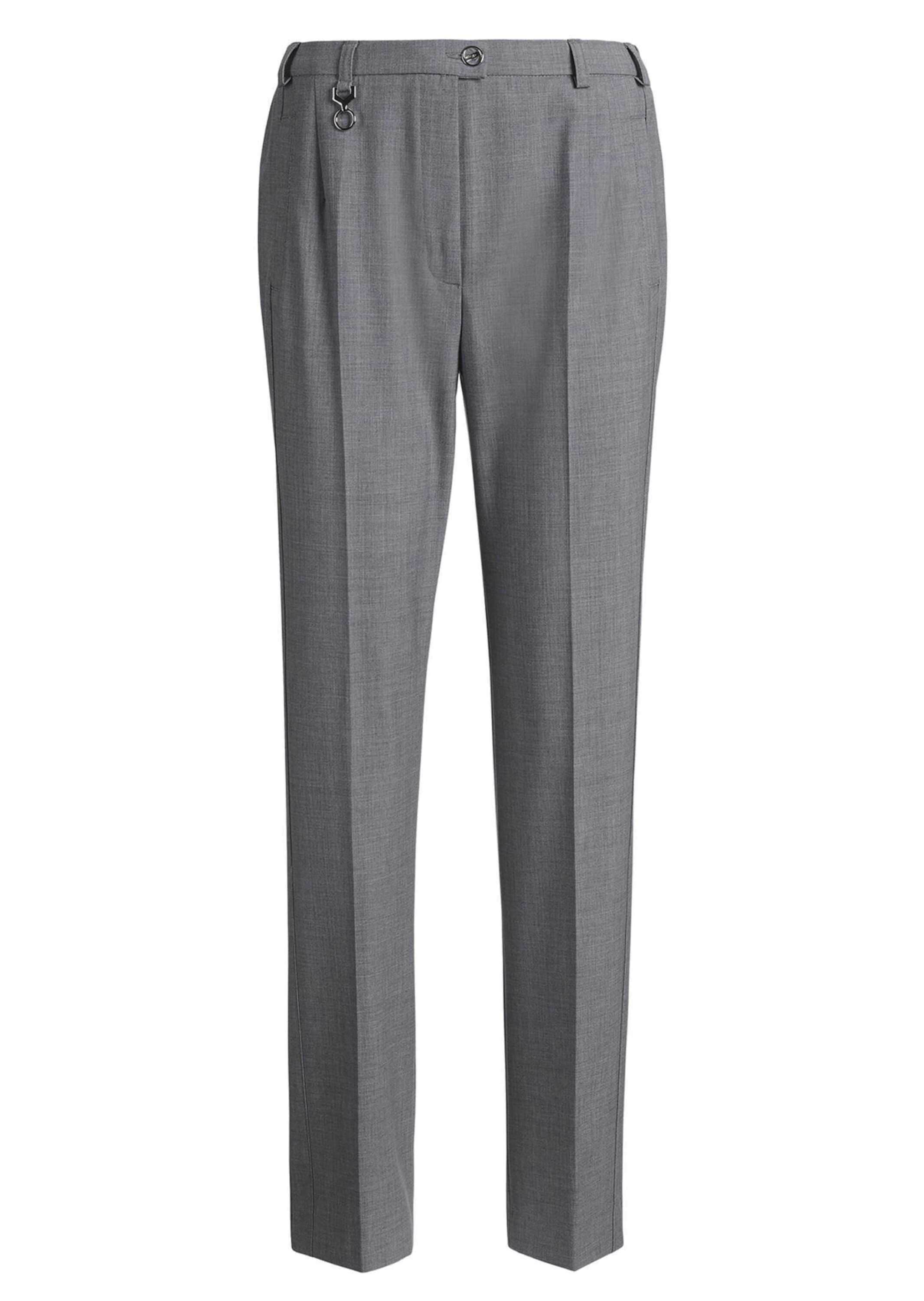 GOLDNER Stoffhose "Kurzgröße Elegante Stretchhose mit Bügelfalten" Bund mit dekorativem Zierteil