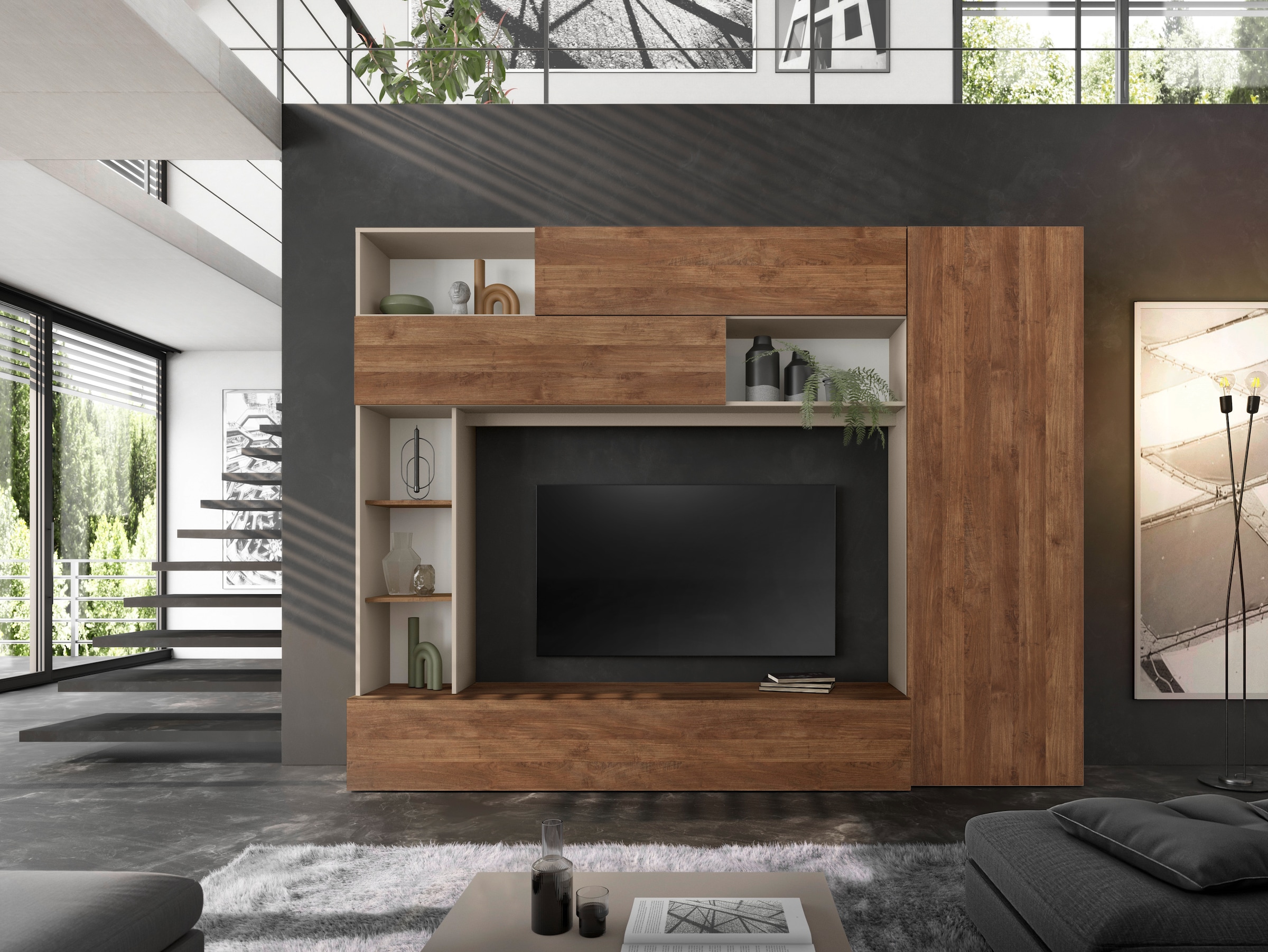 INOSIGN Wohnwand »PRATO, Breite 272 cm, Höhe 210 cm, Kompakt-Wohnwand,«, Mediawand, Schrankwand, moderne u. grifflose Optik, viel Stauraum