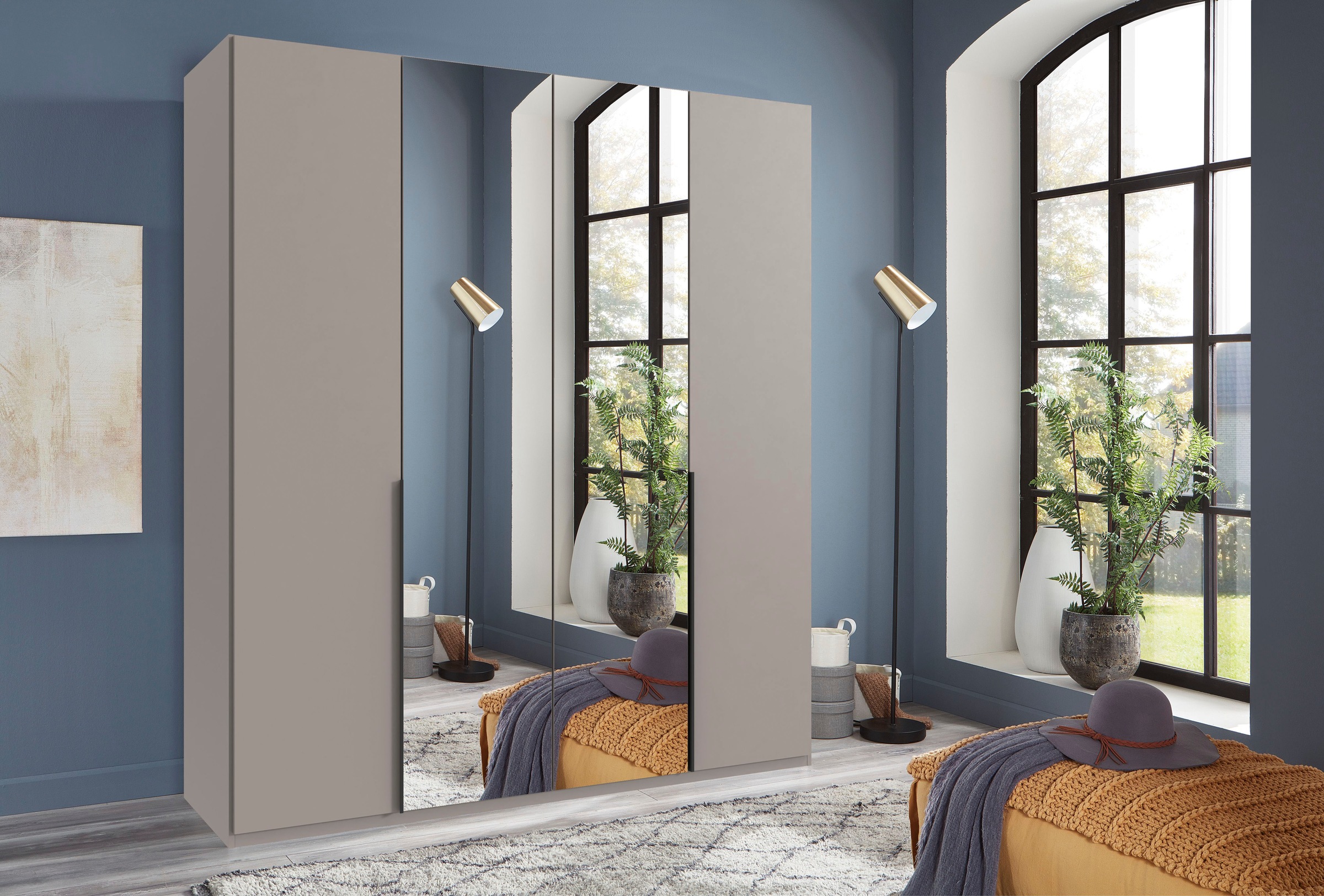 Wimex Kleiderschrank »Mugano,in 8 Breiten,3 Höhen,2 Tiefen, viele Farben, Made in Germany«, (in Basic oder Premium Ausstattung mit 2 weiteren Einlegeböden), mit langen oder kurzen Griffen aus Metall, mit oder ohne Spiegel