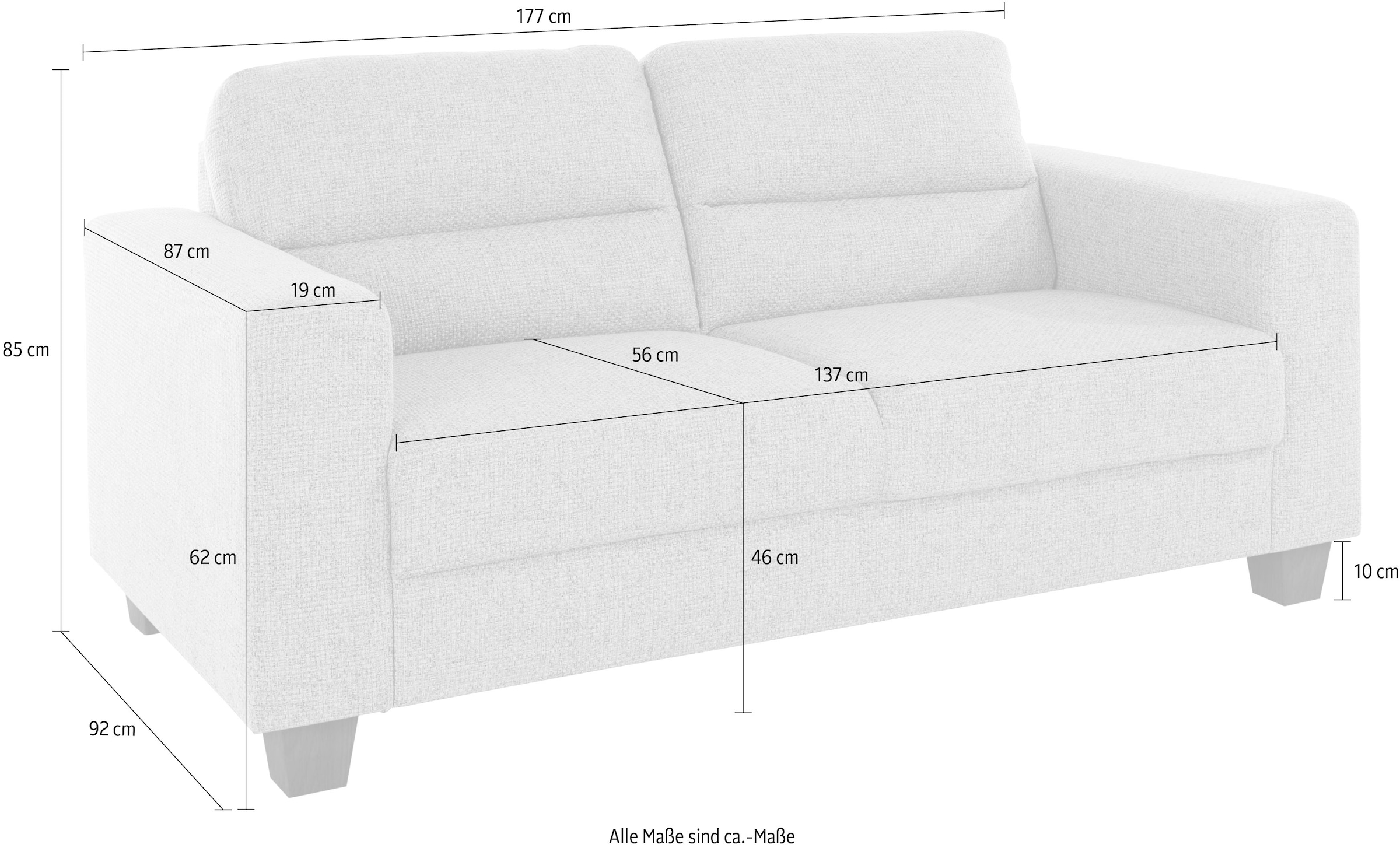 bestellen zeitloser | in 2,5-Sitzer, optional Kopfstützen TRENDMANUFAKTUR Optik, BAUR bestellbar