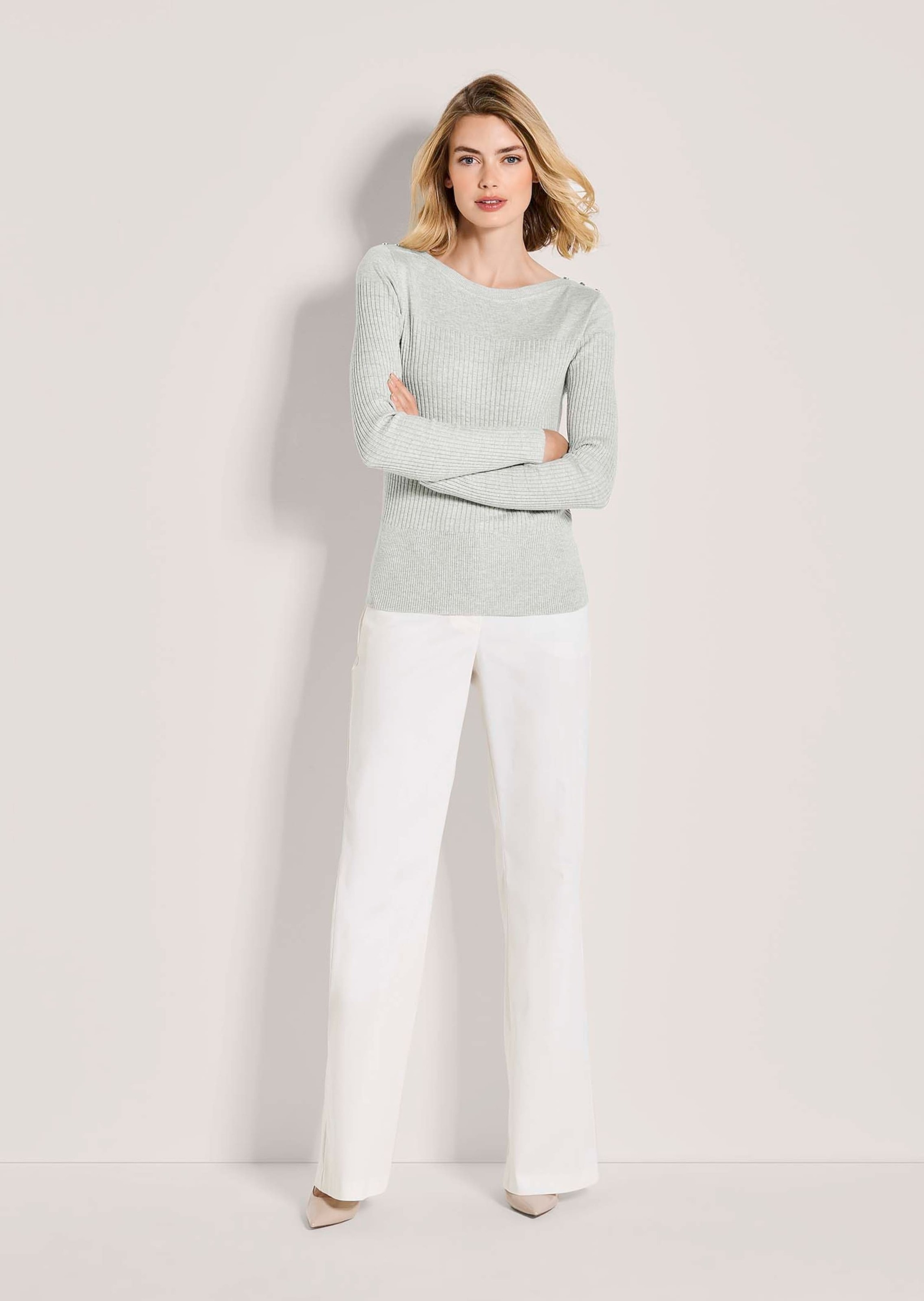 MADELEINE Longpullover "Strickpullover Glanzpullover mit Zierknöpfen" Schmu günstig online kaufen