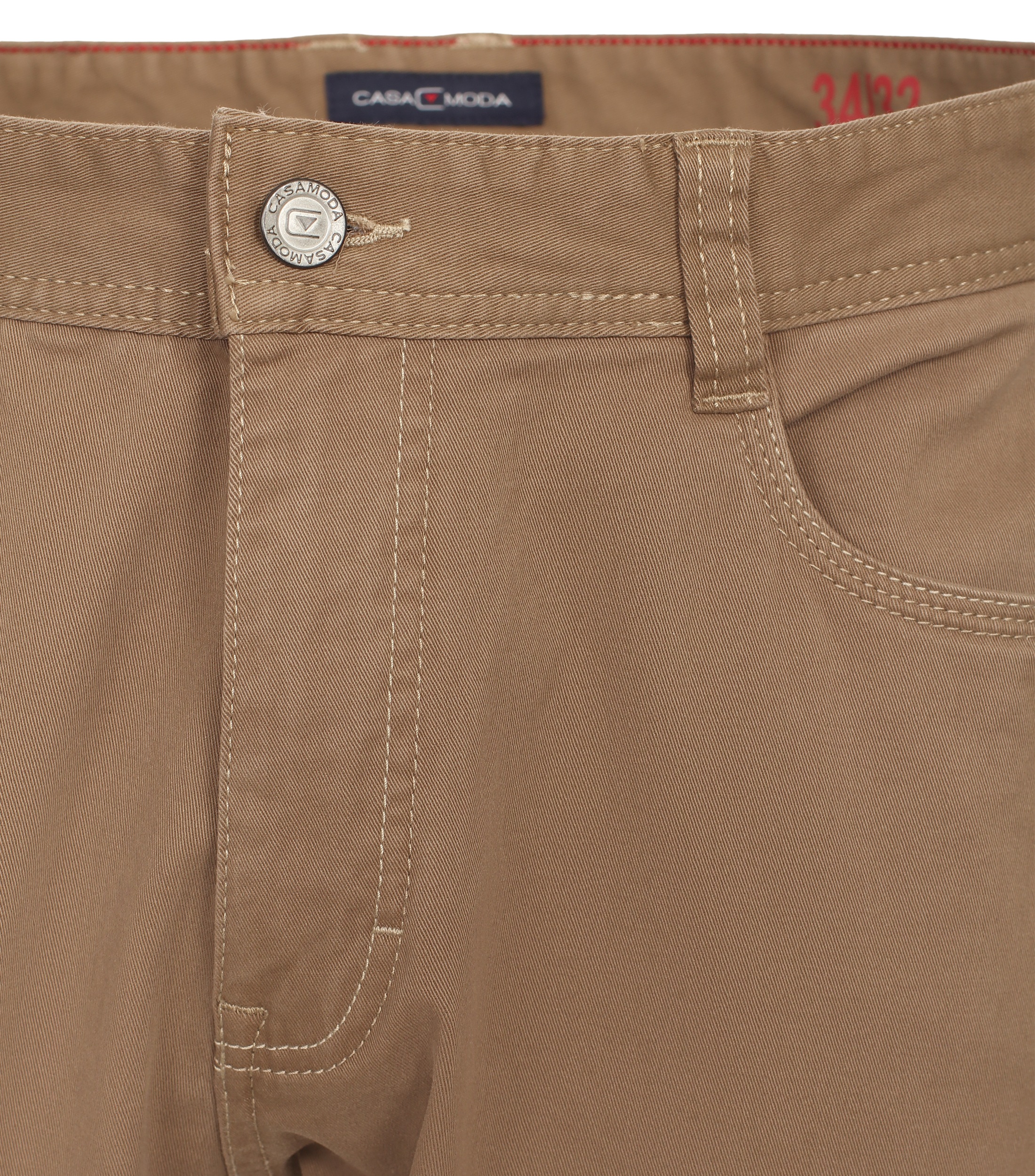 Chinohose CASAMODA "CASAMODA Chinohose uni", Herren, Gr. 34/30, Länge 30, beige, 98% Baumwolle, 2% Elasthan, Hosen Chinohose 2