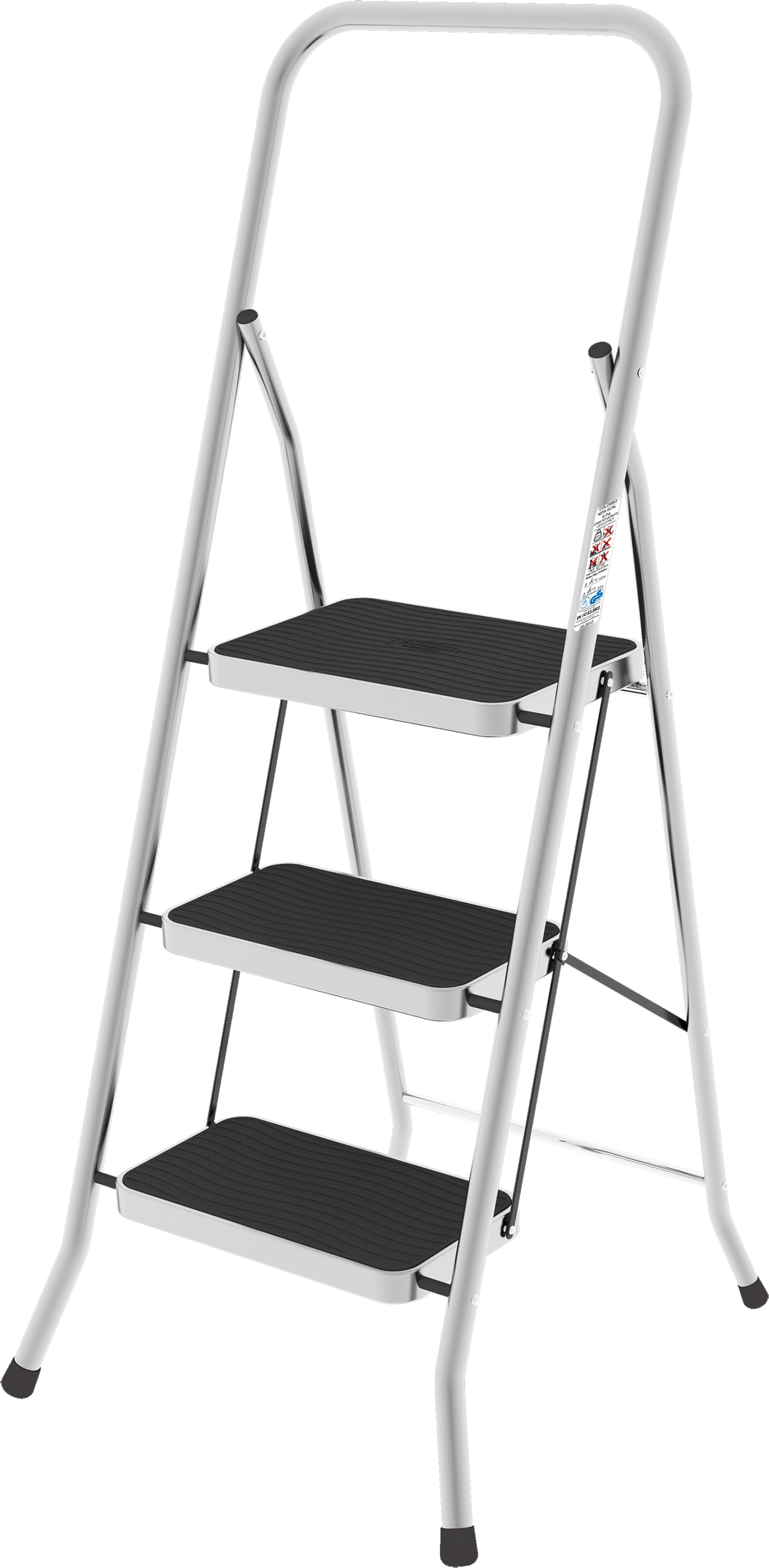 BISCHOF COLOMBO Klapptritt "NEW SECURITY 3", B/H/L: 61cm x 135cm x 6cm, silber, Leitern, Sicherheitsleiter SGS zertifiziert, 3-stufig