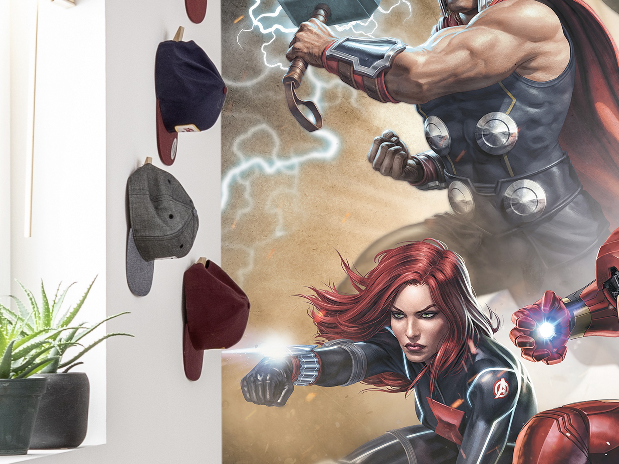 Thumbnail - Komar Fototapete "Avengers Superpower" bedruckt glatt 200 x 250 cm (Breite x Höhe) - Tapete, Vlies, Wohnzimmer, Schlafzi...