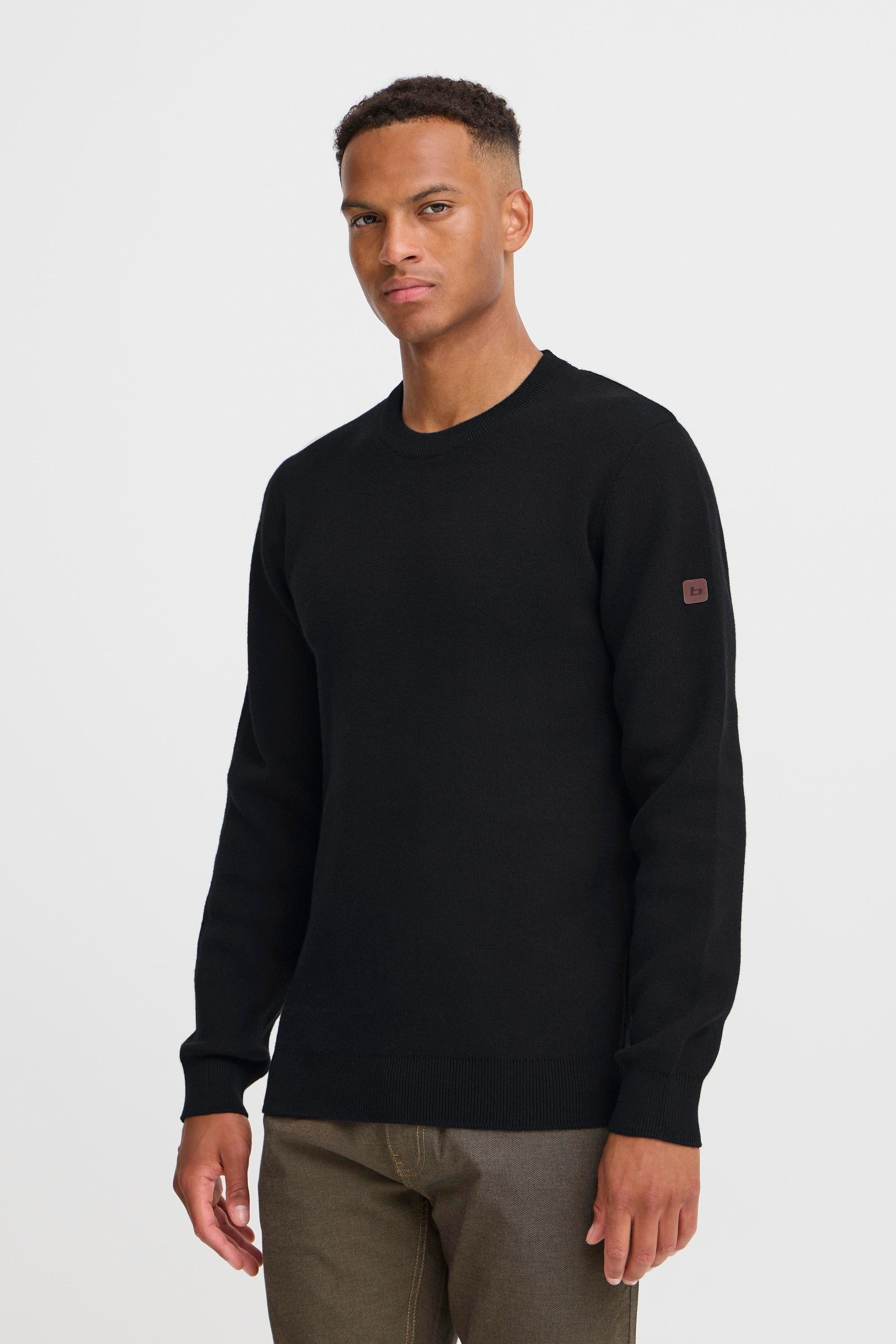 Strickfleece-Pullover BLEND "Strickpullover BHFintano", Herren, Gr. M, schwarz, Obermaterial: 70% Baumwolle CO recyc.. 30% Polyester Pol. recyc.., Pullover 5