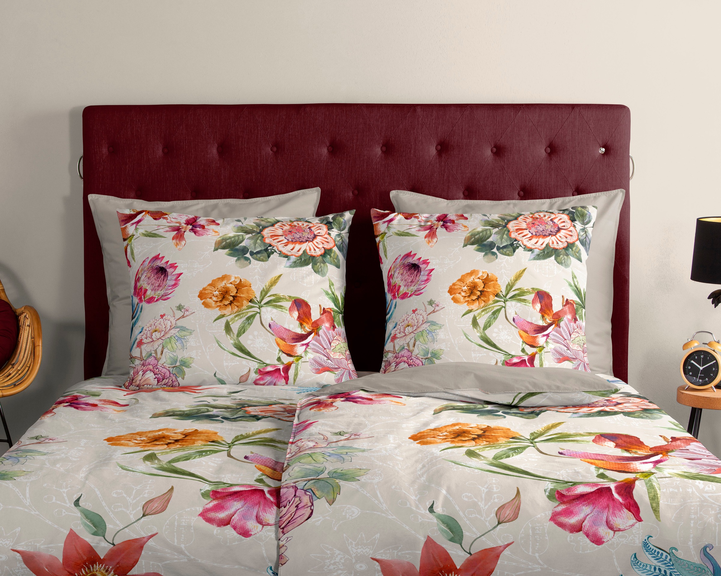 Thumbnail - good morning Wendebettwäsche "Jaimy" 2 Stk. tlg. Baumwolle, 135x200, 2 Teilig, Reißverschluss, Wendeoptik, Blumen, Sand