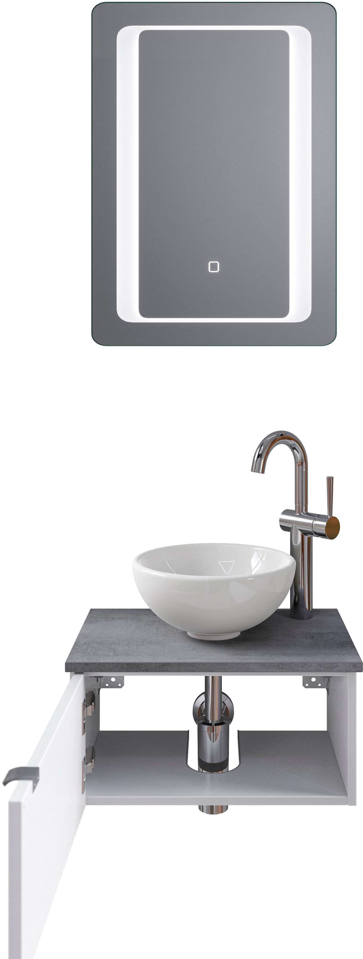 Saphir Badmöbel-Set »Serie 6915«, (4 St.), Gäste-Bad, 51 cm breit, mit LED-Spiegel und 1 Tür