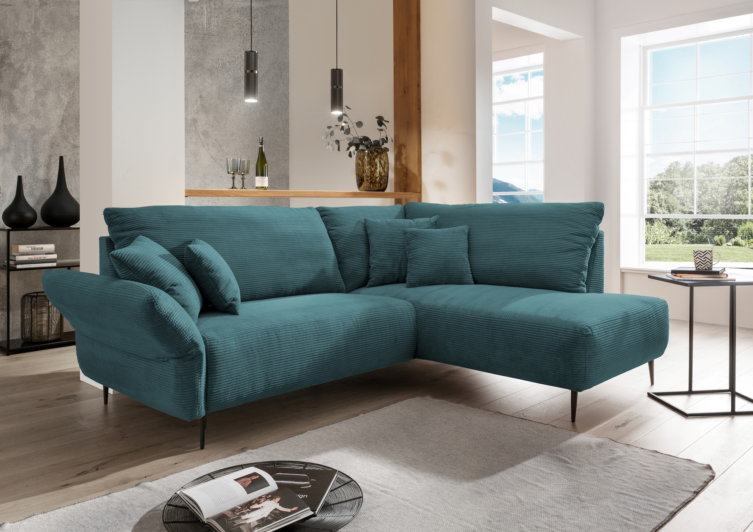 Home affaire Ecksofa "Vanilla modern& bequem, Breite 255cm, tolle Detailverarbeitung" verstellbare Armlehne für Wohlfühlkomfort