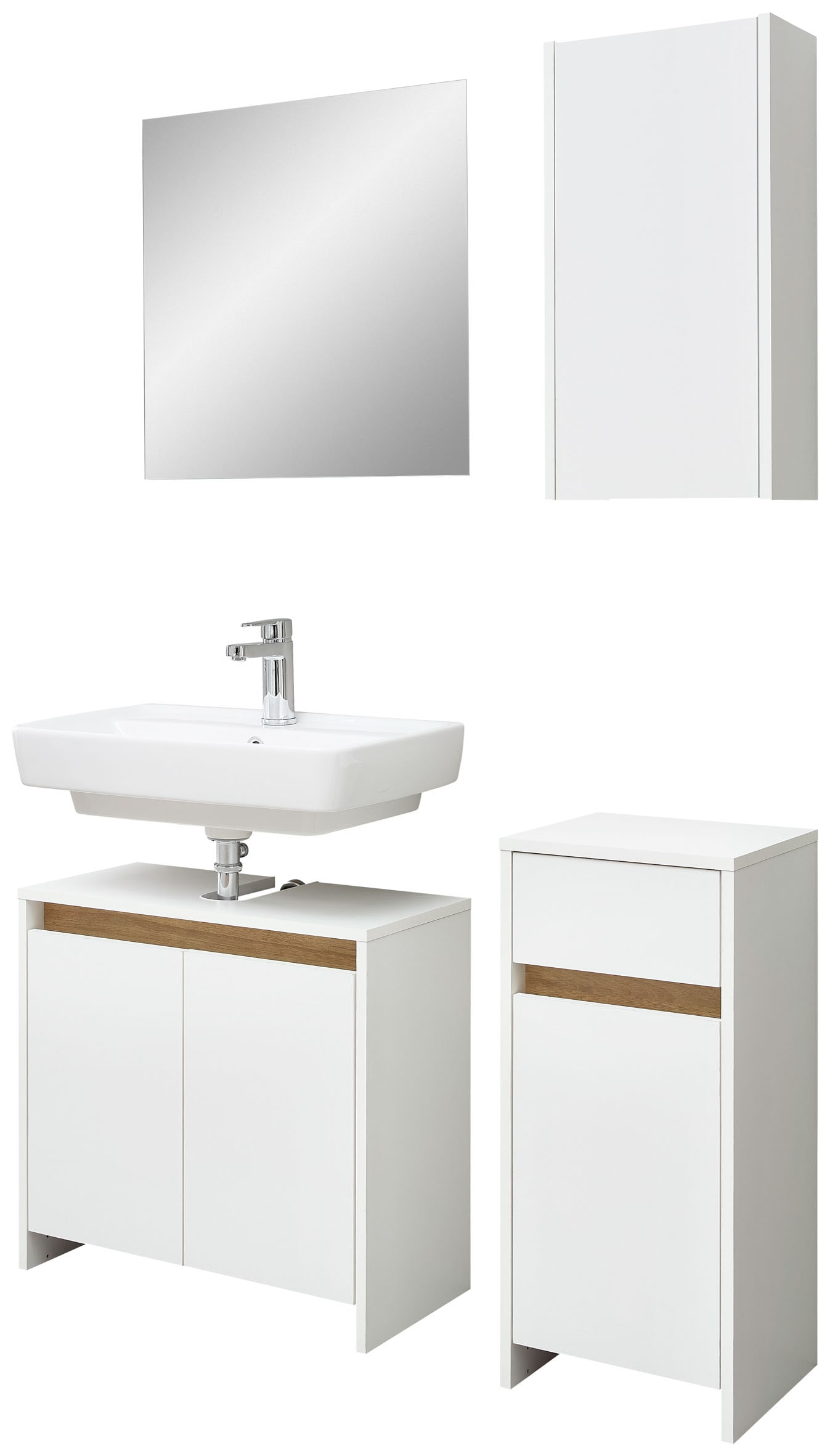 Saphir Badmöbel-Set "Quickset 100, 4-teilig, mit Holzeinlegeböden, 61,6cm breit" 4 Stk. tlg.