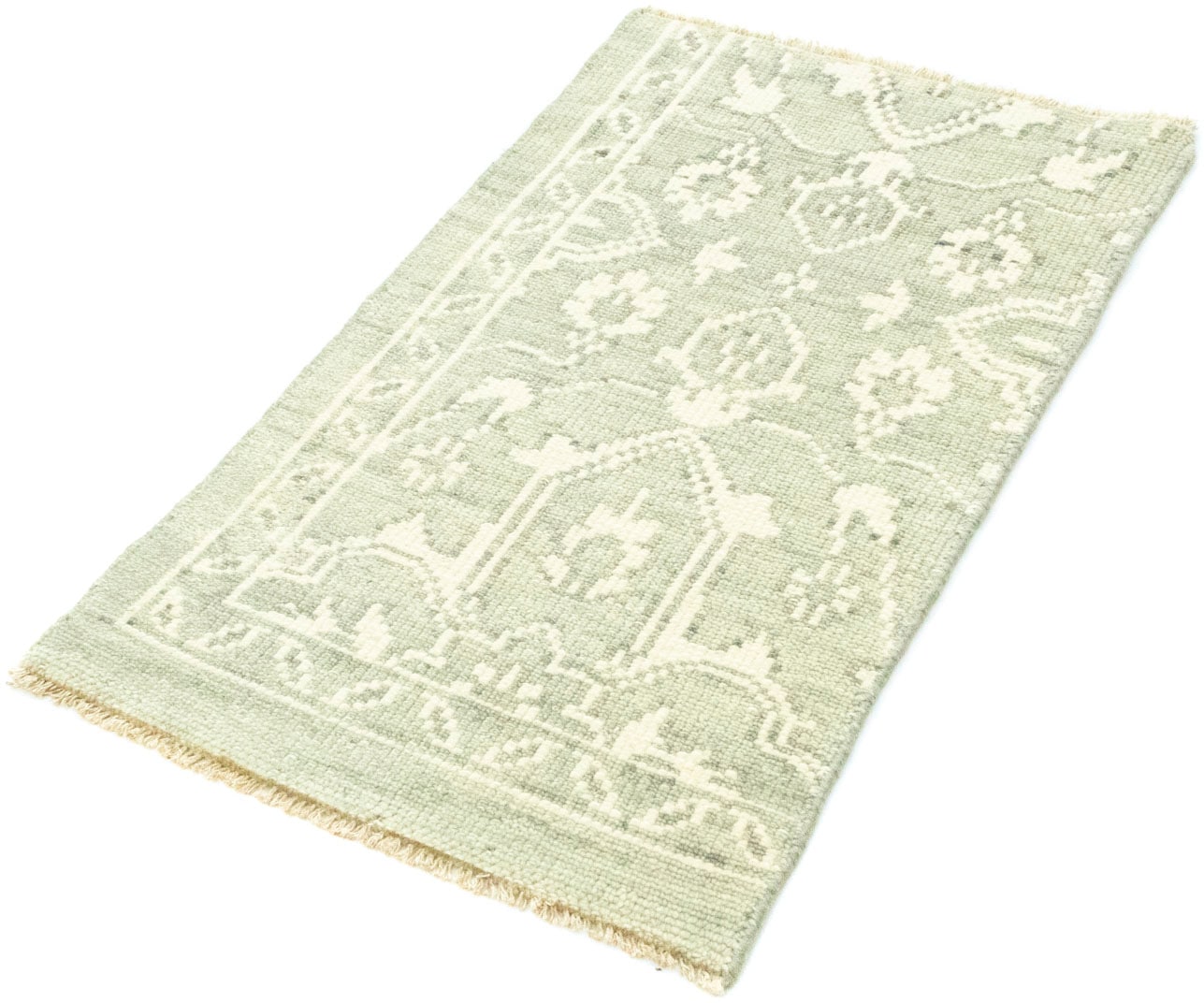 Wollteppich »Designer Teppich handgeknüpft grün«, rechteckig, handgeknüpft