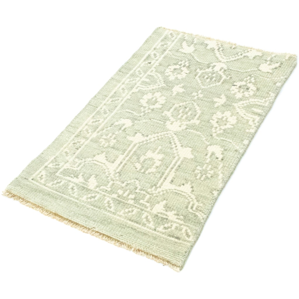 morgenland Wollteppich »Designer Teppich handgeknüpft grün«, rechteckig