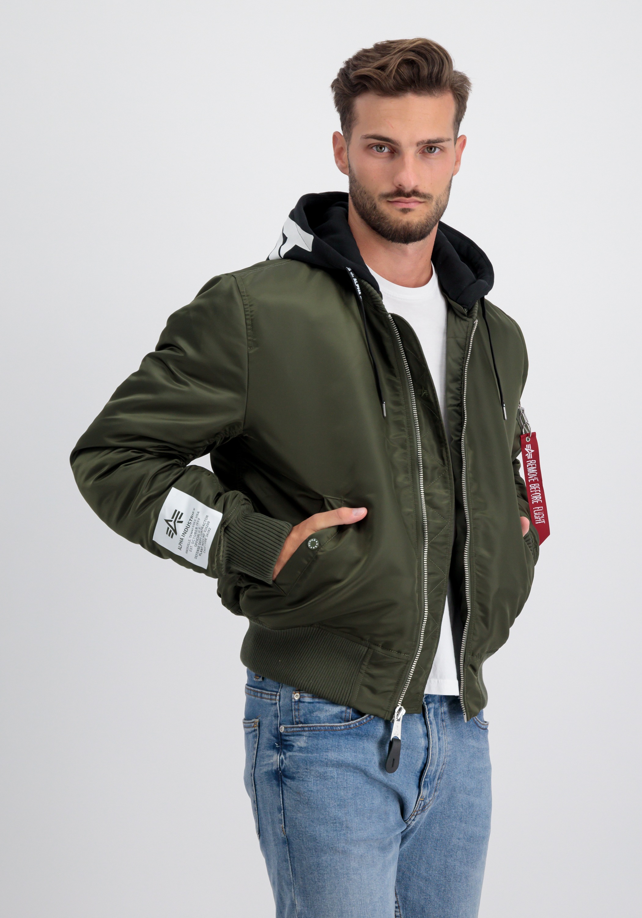 Alpha Industries Bomberjacke "MA-1 Zip Hood Print" günstig online kaufen