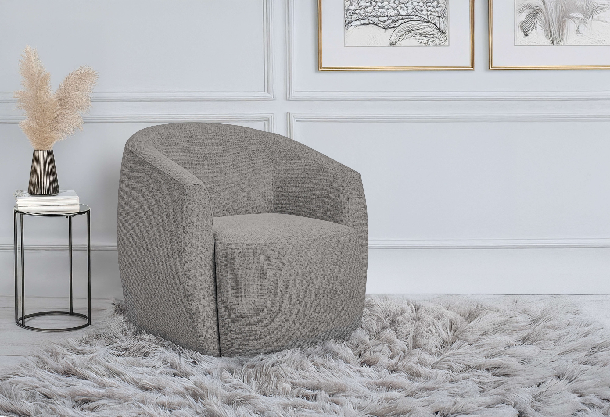 andas Drehsessel »Vallsta«, Breite 85 cm, Chenille oder Boucle Stoff, Drehfunktion verfügbar