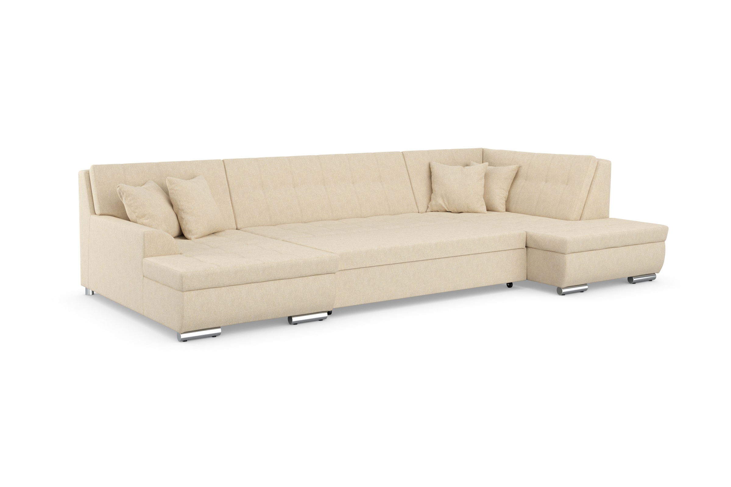 DOMO collection Wohnlandschaft »Treviso incl. Zierkissen, moderne Steppung, XXL: B/T/H: 364/201/83 cm«, wahlweise mit Bettfunktion, in vielen Bezugsarten auch in Cord U-Form
