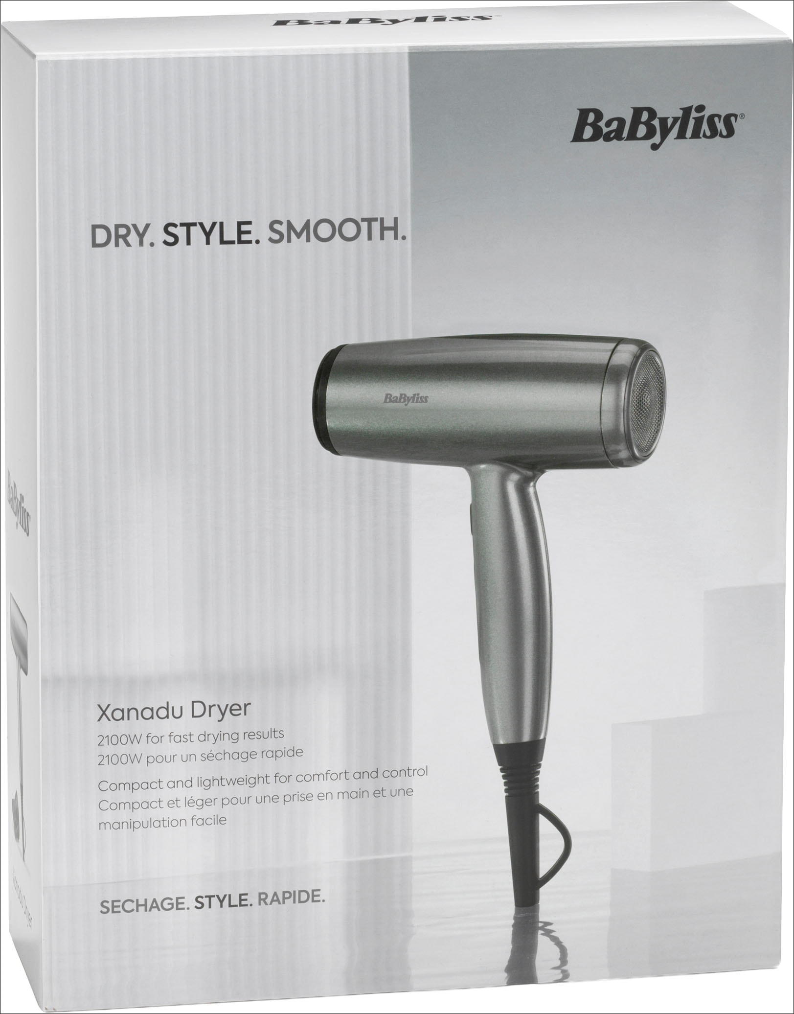 BaByliss Haartrockner »Xanadu Haartrockner, D581DE , kompakter Ionen-Föhn« 2.100 W 1 Aufsätze 2100W, Fön mit 1 Aufsatz, leicht und leistungsstark, kompakt