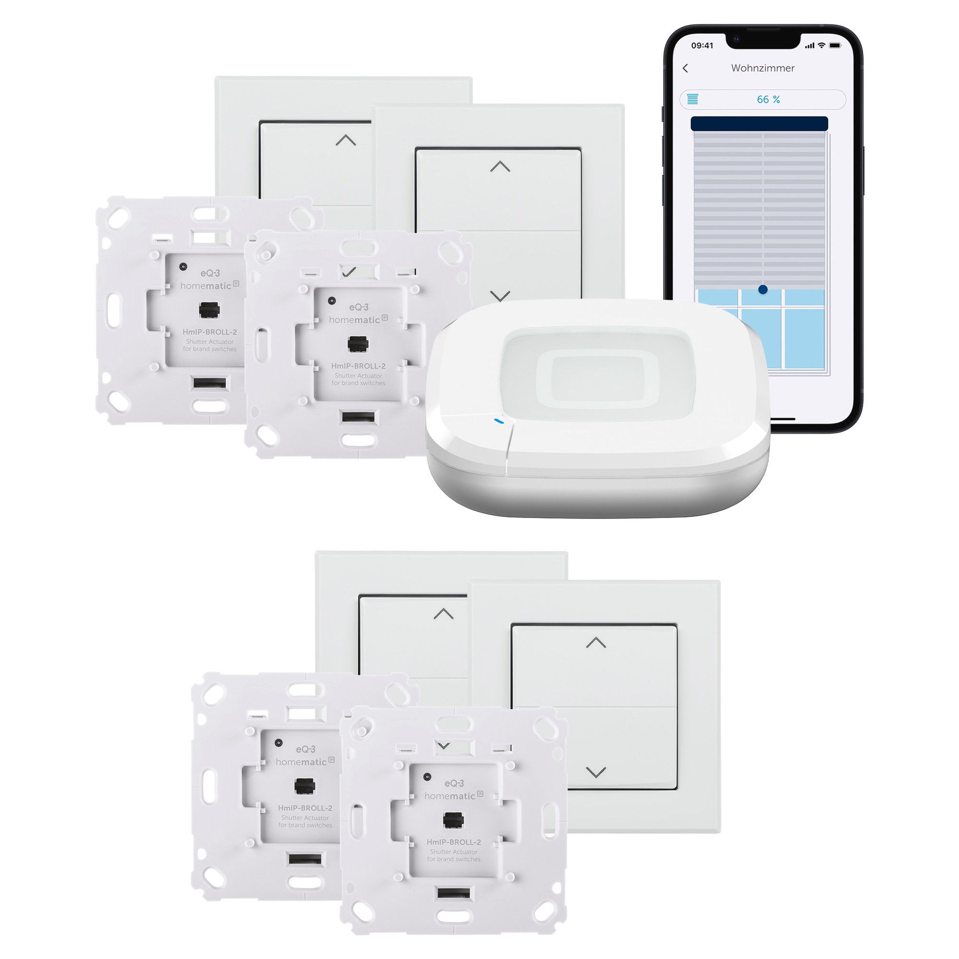 HOMEMATIC IP Smart-Home-Zubehör "Starter Set Rollladensteuerung für 4 Rollladen", B:31cm H:12cm T:37cmweiß, Smart-Home-Stationen