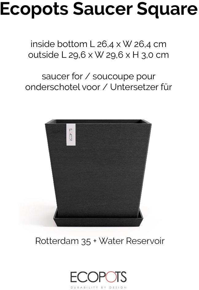ECOPOTS Topfuntersetzer »Quadratisch 35 Dunkelgrau«, für innen und außen: frostsicher, bruchsicher und lichtbeständig