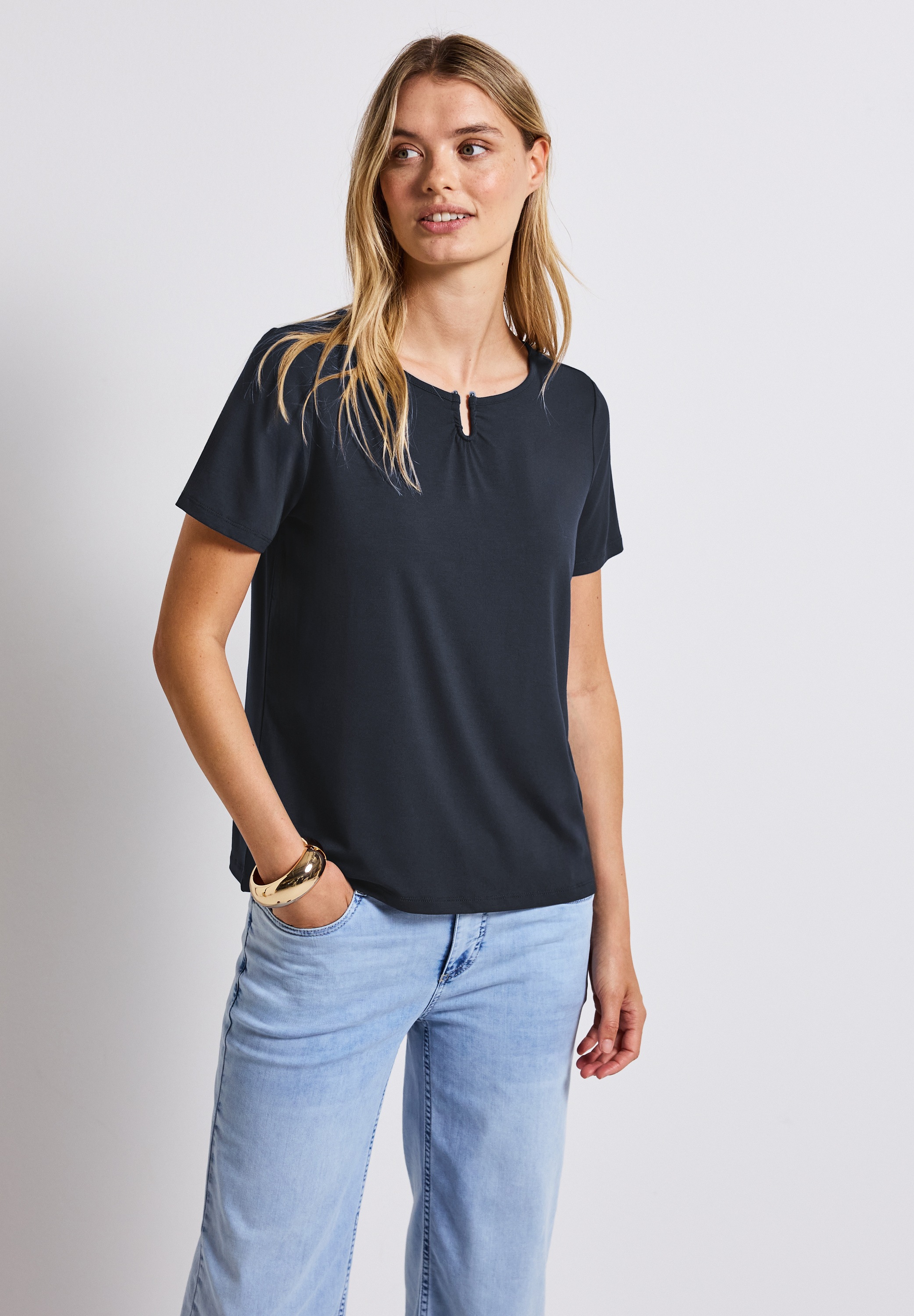 STREET ONE T-Shirt, aus elastischem Materialmix günstig online kaufen