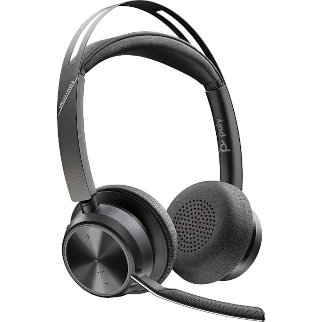 Poly Wireless-Headset »Voyager Focus 2 UC«, A2DP Bluetooth (Advanced Audio Distribution Profile)-AVRCP Bluetooth (Audio Video Remote Control Profile)-HFP-HSP, Active Noise Cancelling (ANC)-integrierte Steuerung für Anrufe und Musik