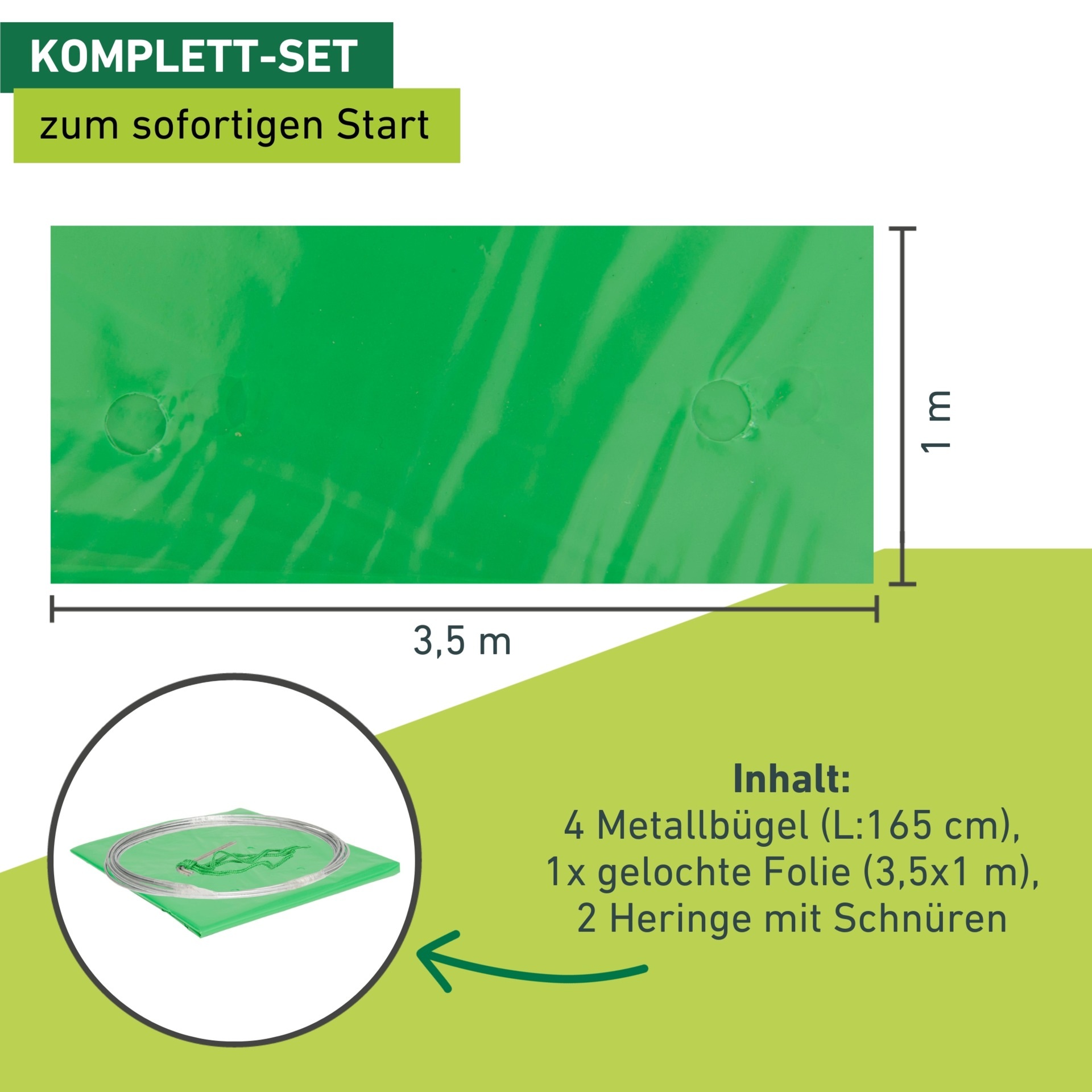Windhager Pflanztunnel Frühbeetfolie mit 4 Tunnelbügeln aus Metall