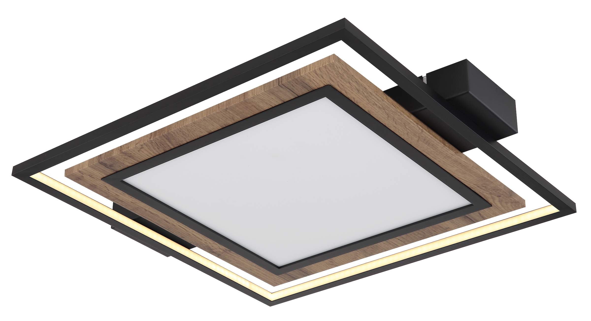 GLOBO LIGHTING Deckenleuchte »GABALDO« LED-Modul 1 Stk. Warmweiß Schwarze MDF-Deckenleuchte mit opalem Kunststoff, LED 36W