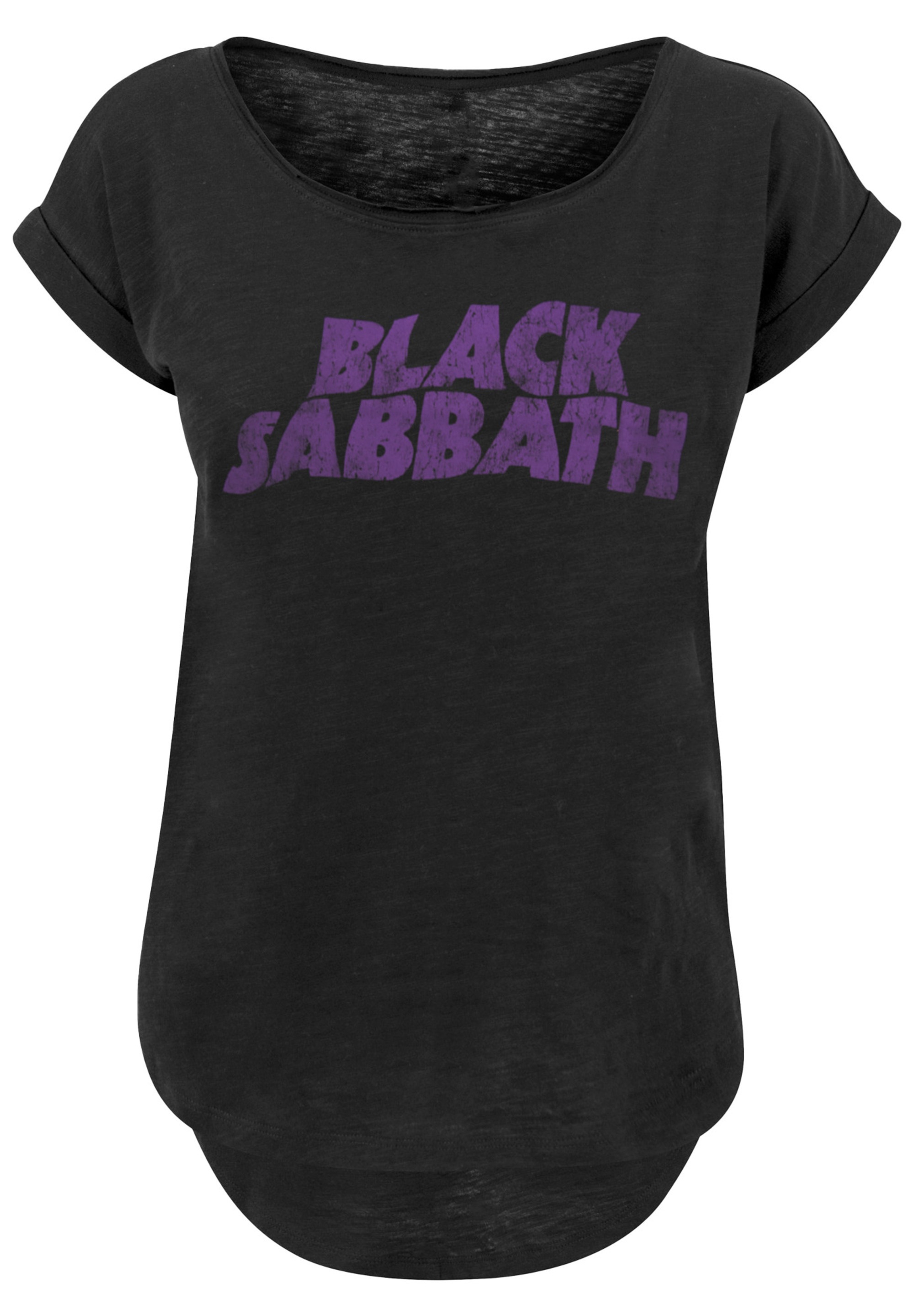 Black Friday F4NT4STIC BAUR Wavy T-Shirt Print | Metal Black«, Band Sabbath Distressed Heavy Logo »Black