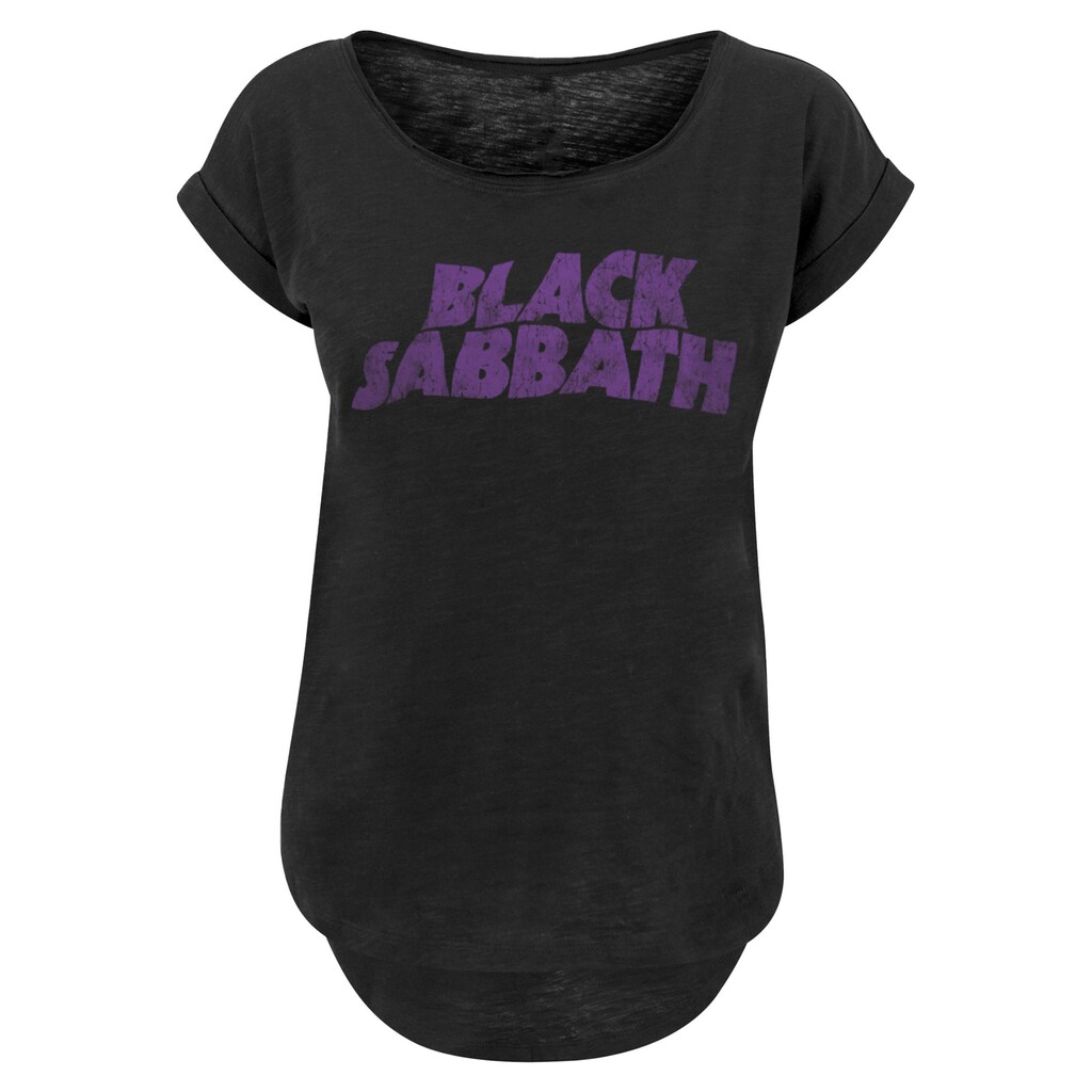 F4NT4STIC T-Shirt »Black Sabbath Heavy Metal Band Wavy Logo Distressed Black«