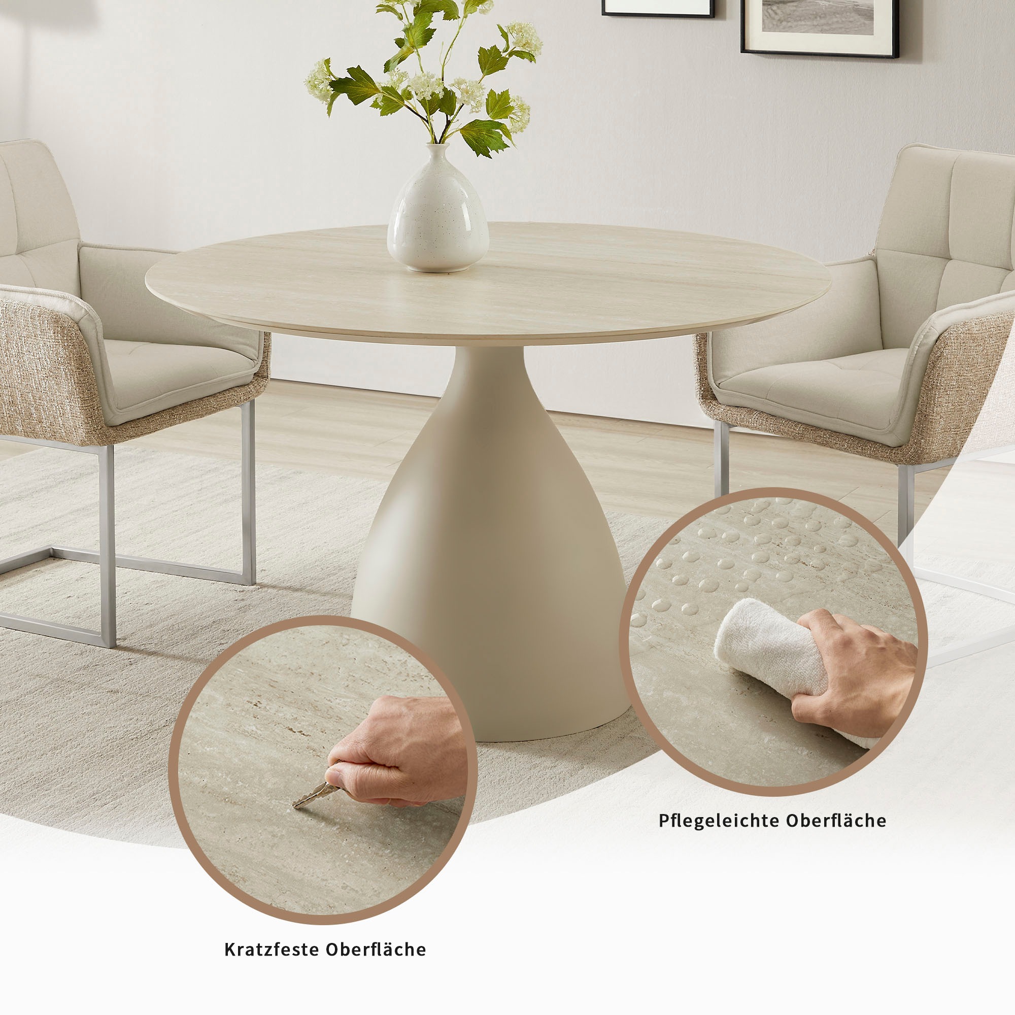 OTTO home Esstisch »Lealux« mit Sintersteinplatte, elegantem Gestell und pflegeleichter Oberfläche