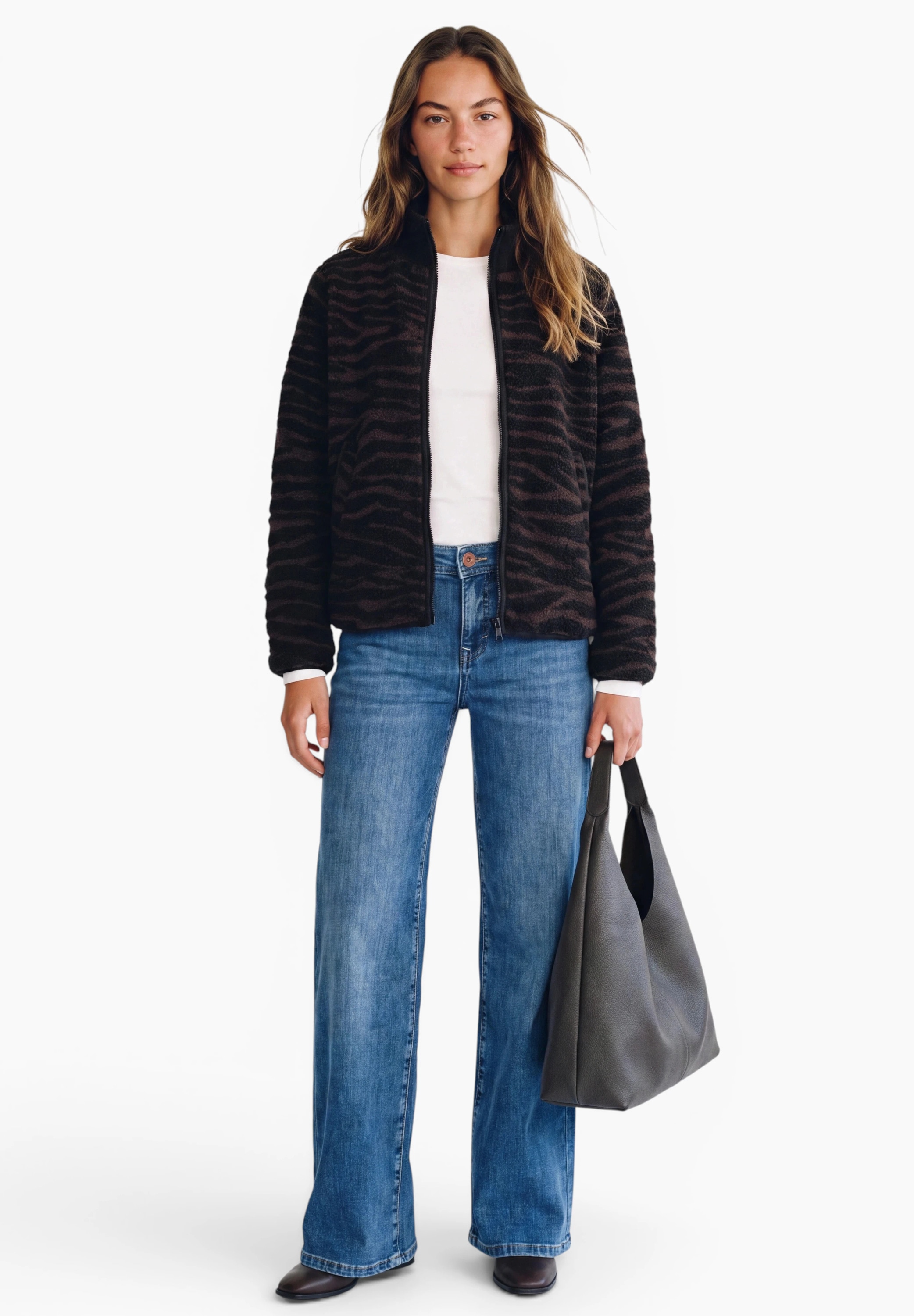 STREET ONE STUDIO Fellimitatjacke ohne Kapuze mit Stehkragen