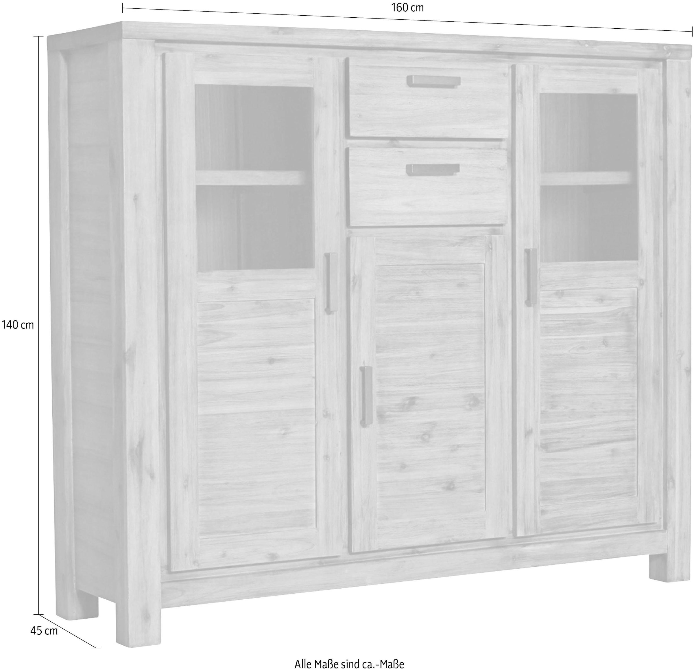 Gutmann Factory Highboard "Tunis", Vitrine, Höhe 140 cm günstig online kaufen