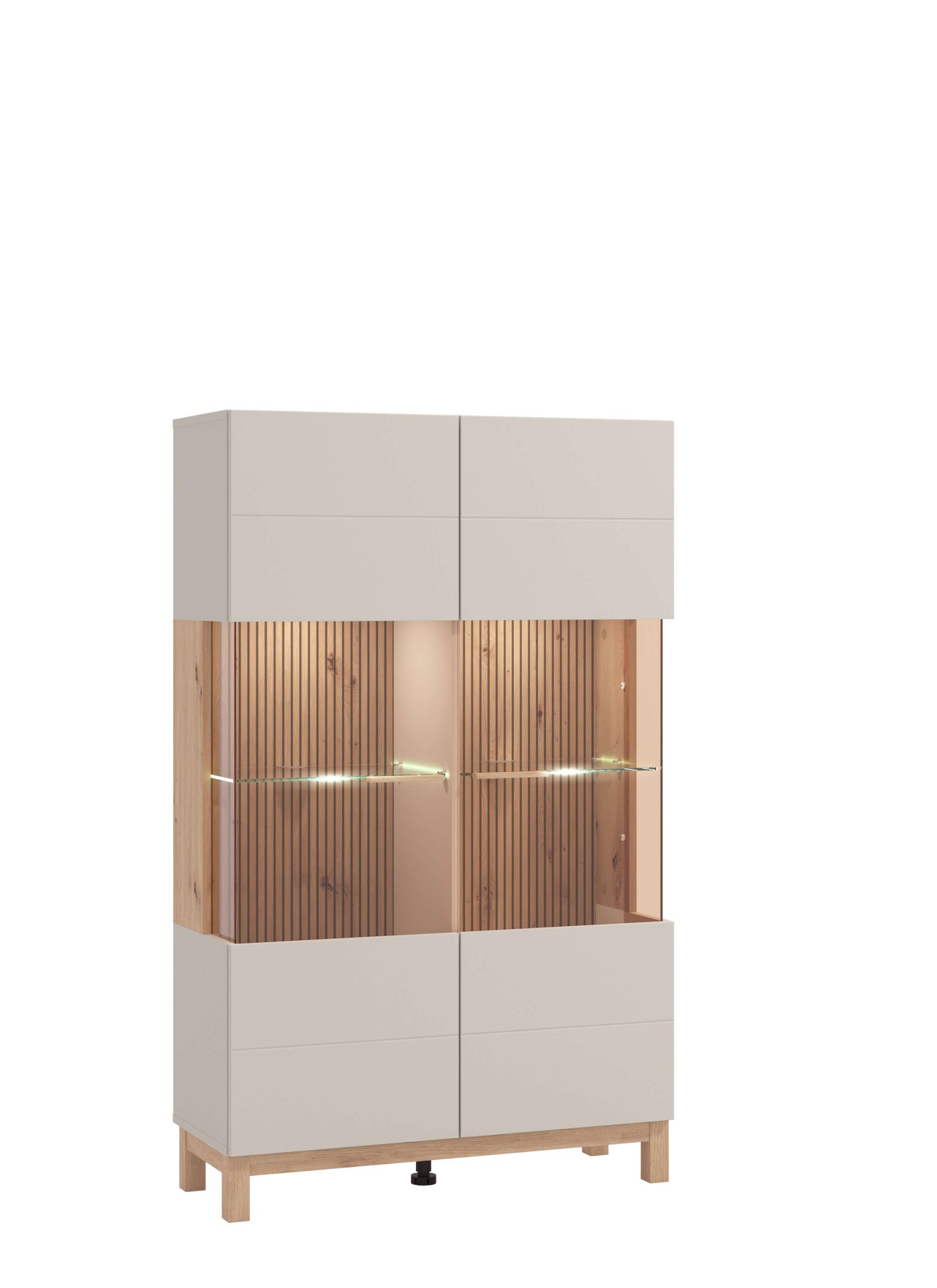 Home affaire Highboard »Essex, Hochkommode, Vitrine, Glasvitrine, Kombi-Highboard« Modernes Highboard in Kaschmir mit Glasfront & Lamellen-Optik