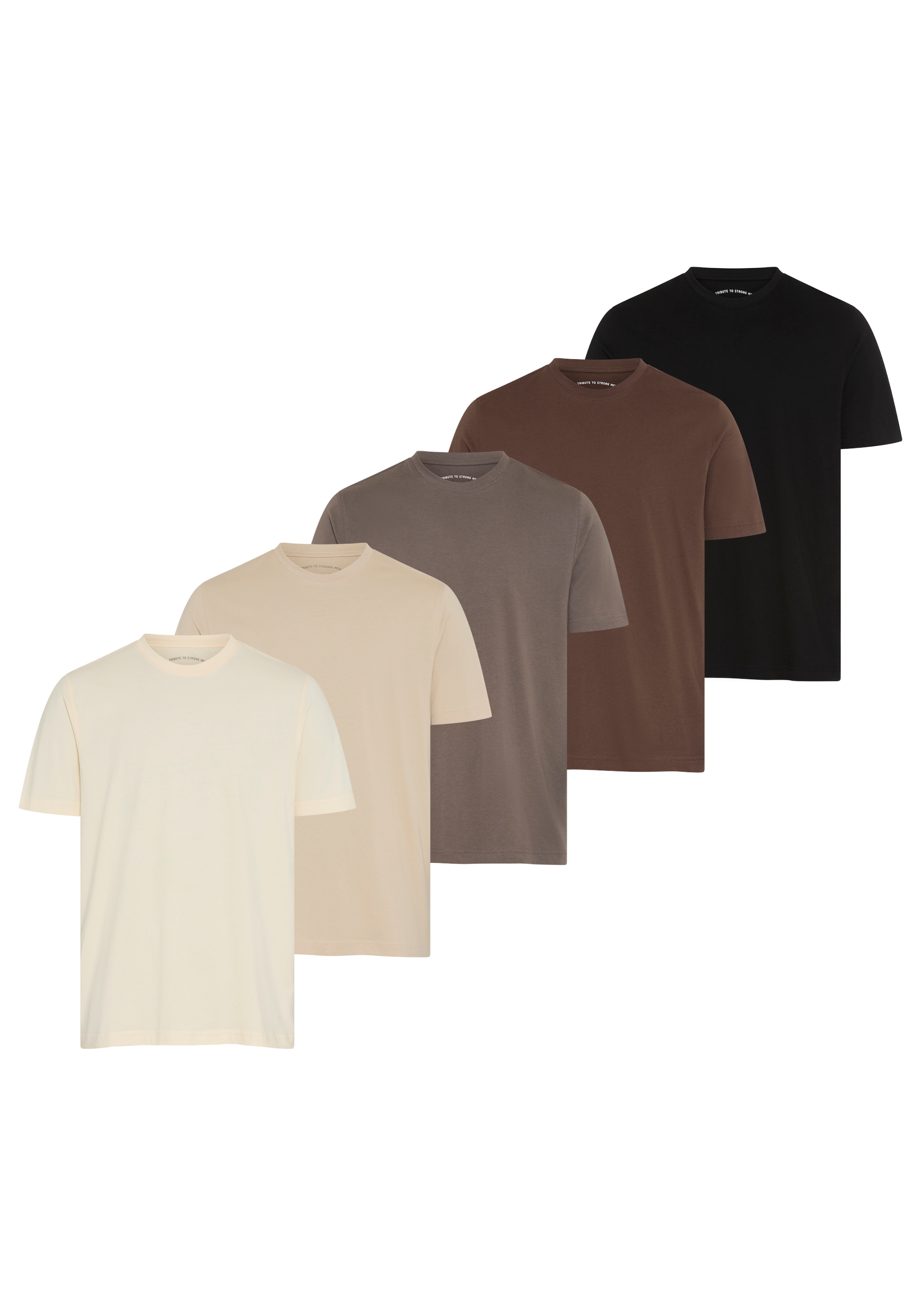 Mans World Rundhalsshirt 5er-Pack, Kurzarm, Regular Fit, unifarben, Rundhals, aus Baumwolle