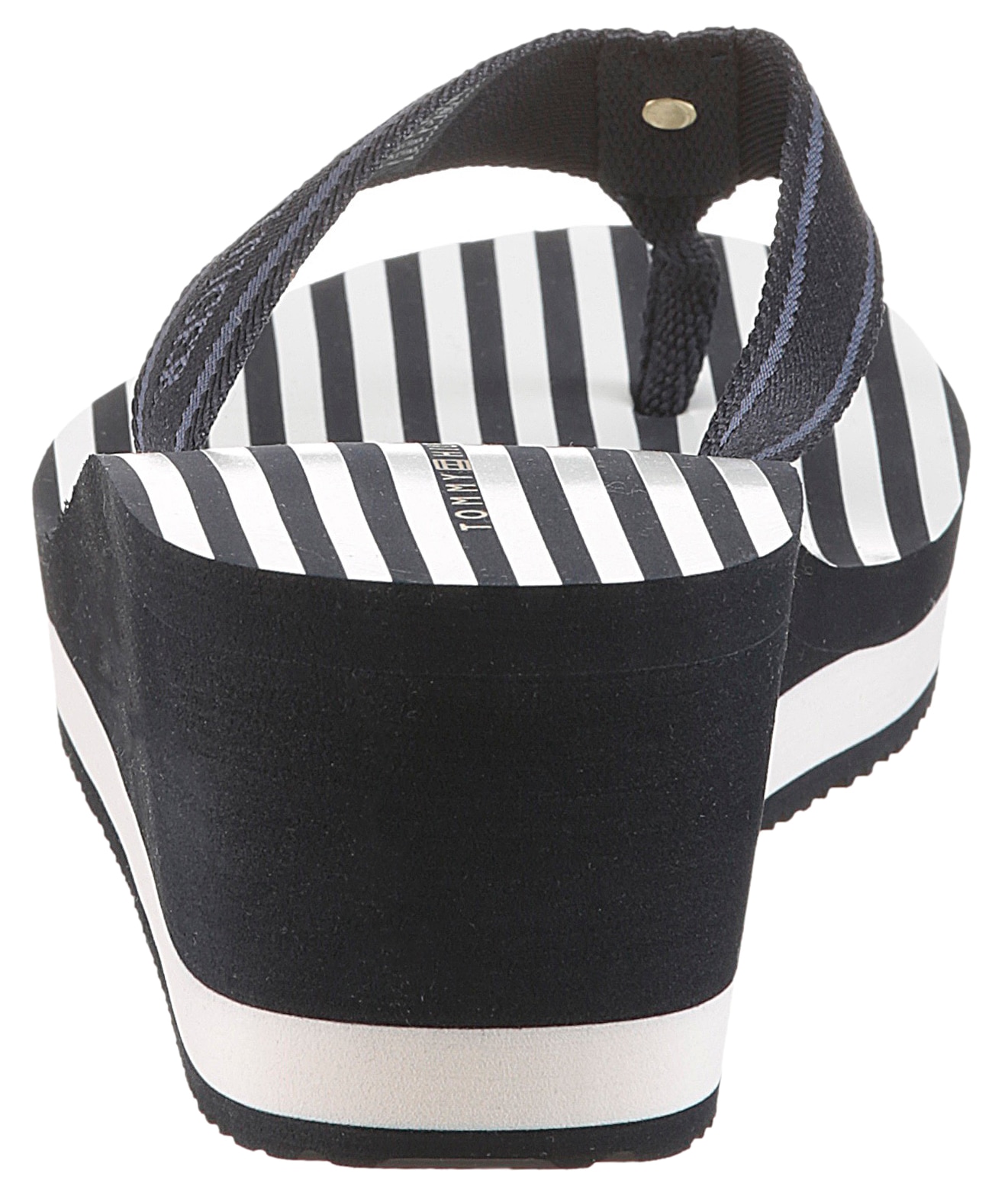 Tommy Hilfiger Dianette »TH STRIPES WEDGE BEACH SANDAL«, Zehentrenner, Sommerschuh mit gestreifter Innensohle