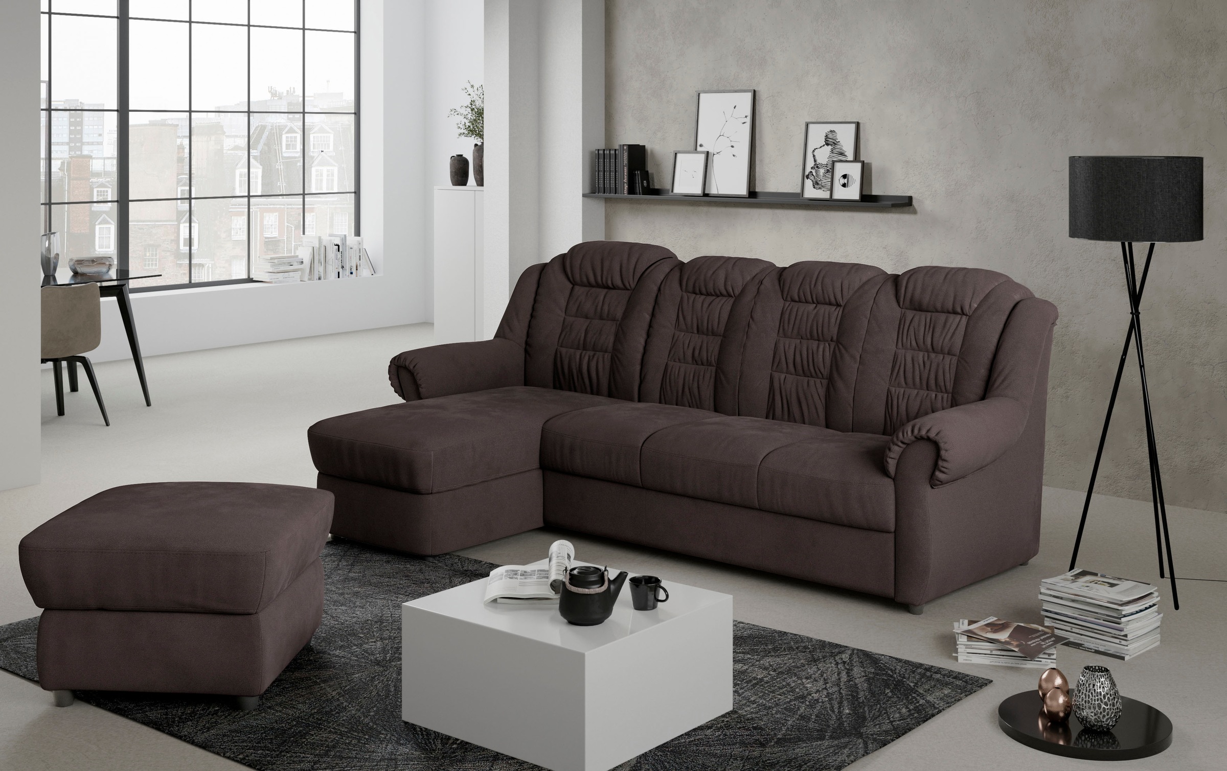 Home affaire Ecksofa "Boston L-Form" mit hoher Rückenlehne, wahlweise mit B günstig online kaufen