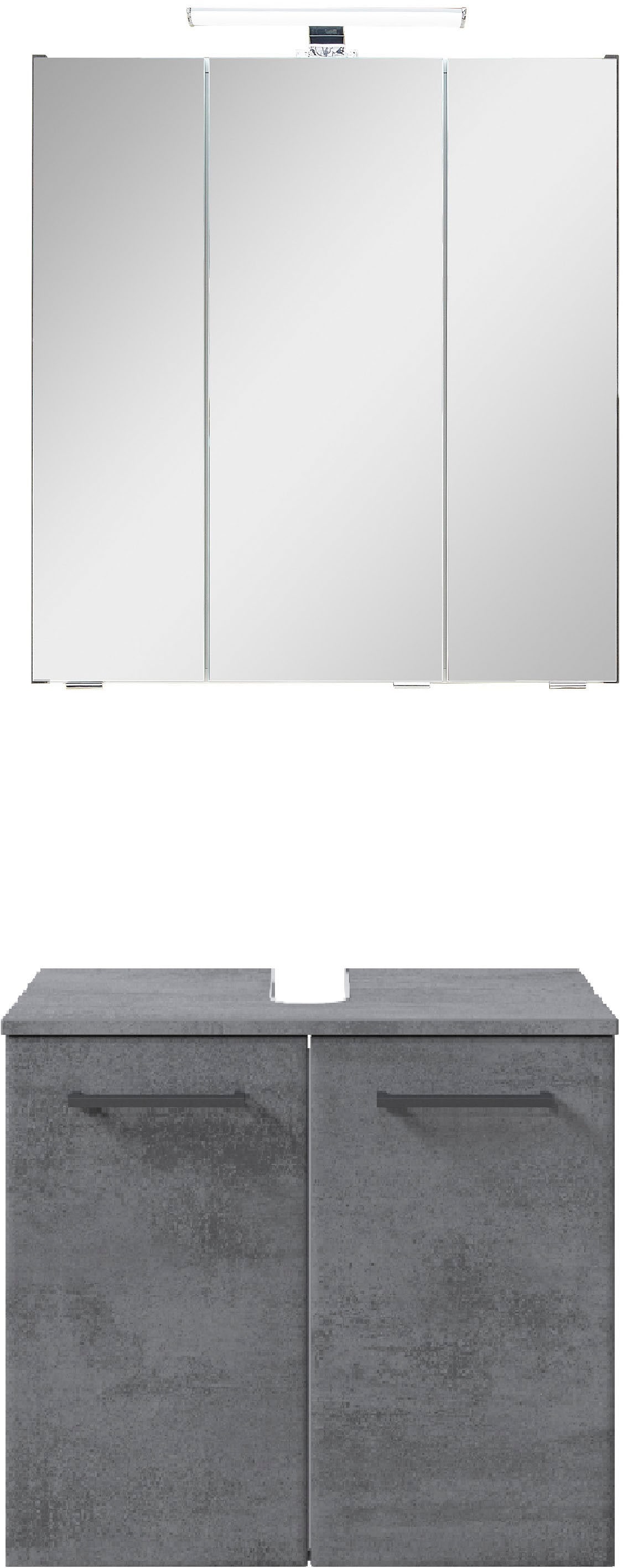 Saphir Badmöbel-Set »Quickset 945 2-teilig, Waschbeckenunterschrank mit LED-Spiegelschrank«, (2 St.), Waschplatz 65 cm breit, 5 Türen, 6 Einlegeböden, inkl. Türdämpfer