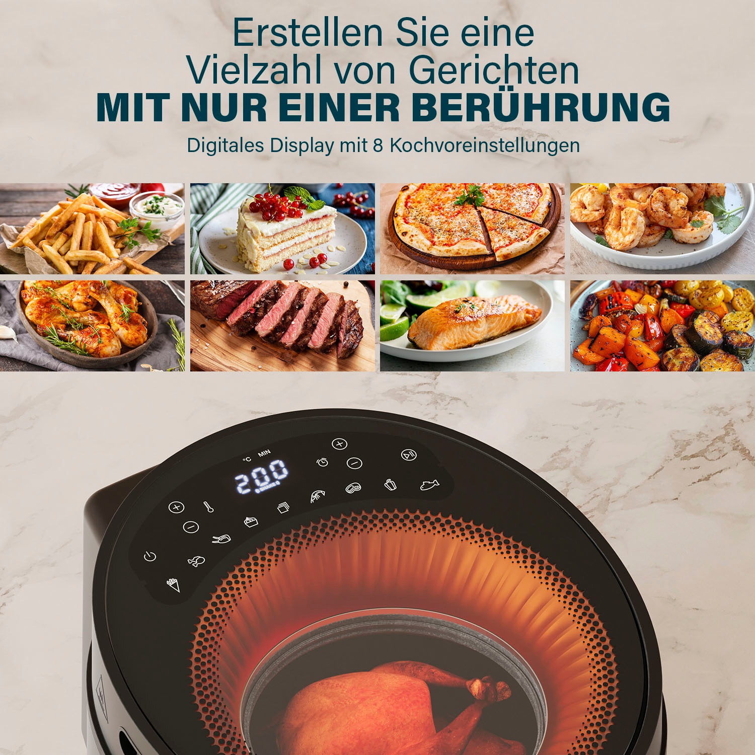 PRINCESS Heißluftfritteuse »182270 Cyclone Vision Airfryer«, 1500 W, Fassungsvermögen 5 l